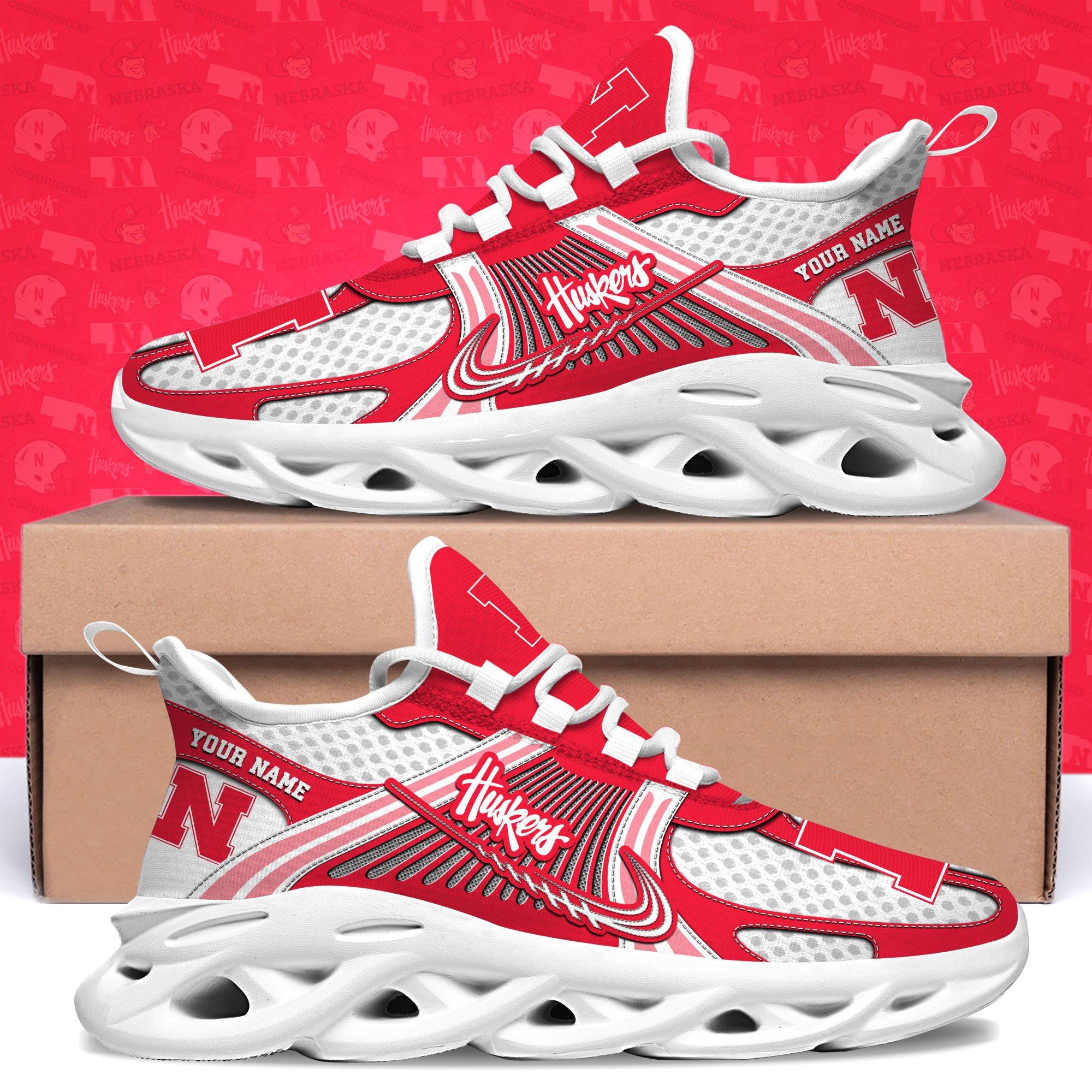nebraska cornhuskers clunky sneakers custom your name sport sneakers sport gifts for fan gifts for him 4912 q2gla