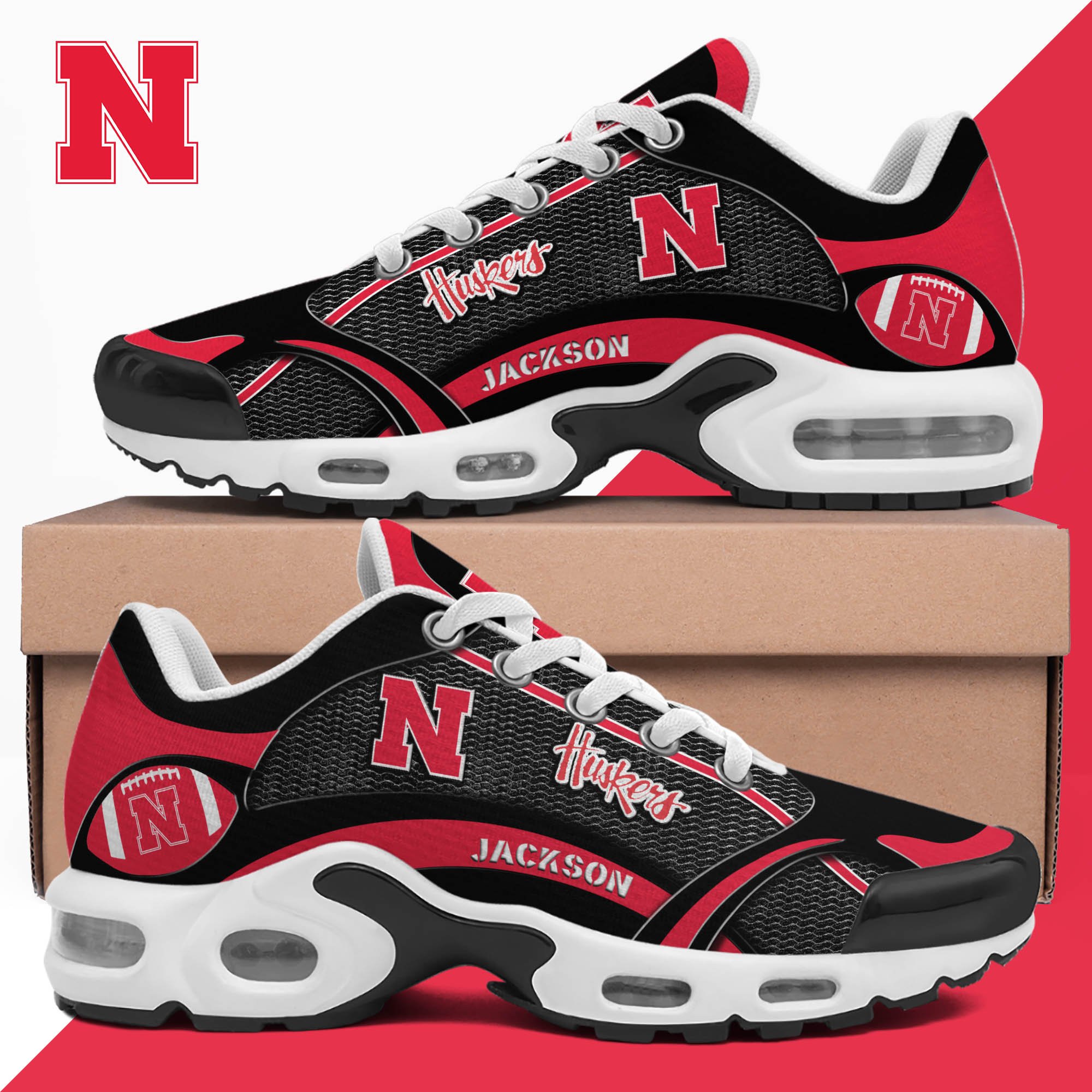 nebraska cornhuskers team tn shoes 2026 version custom name 889 6674 thvef