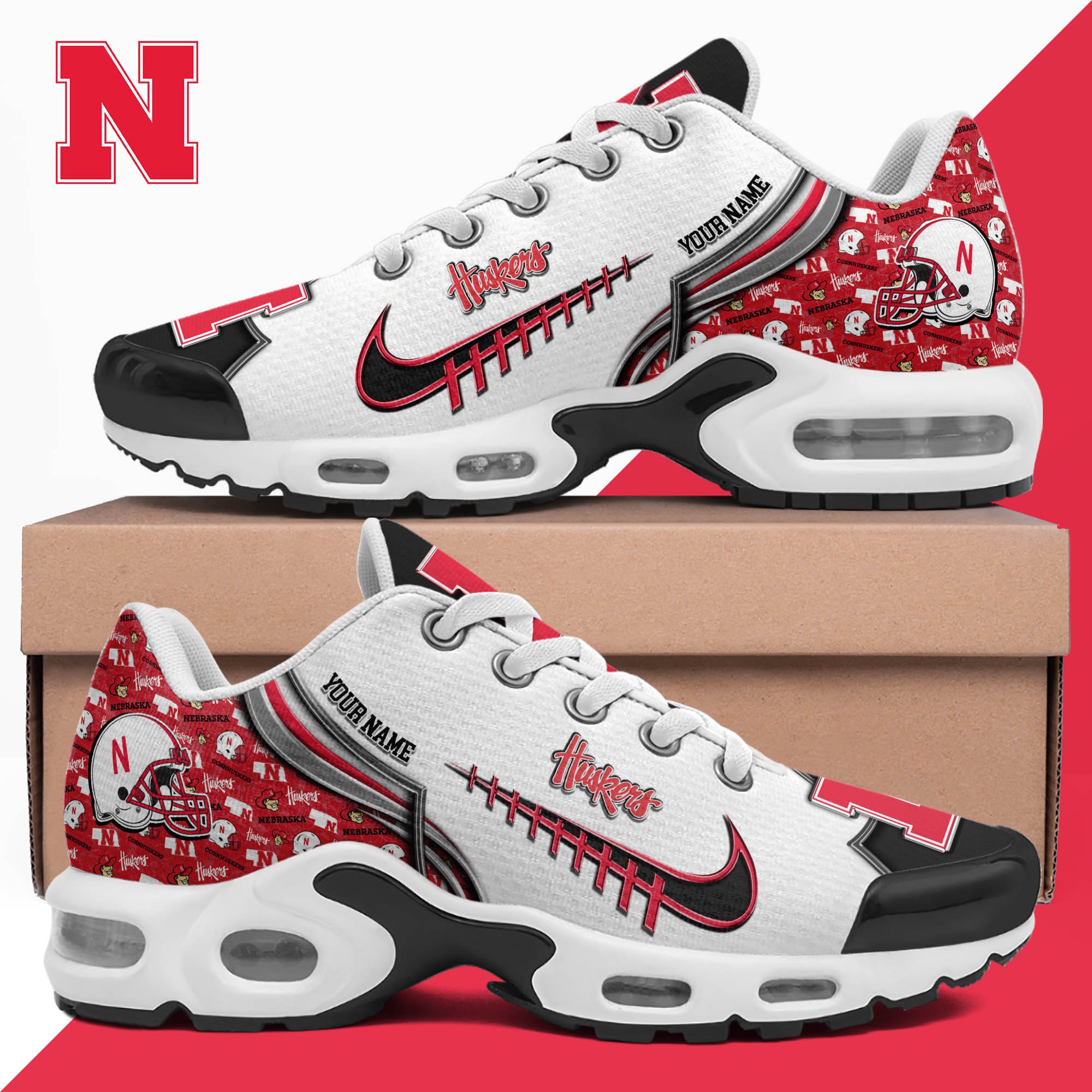 nebraska cornhuskers tn shoes 2026 version custom your name 642 5974 kbrgz