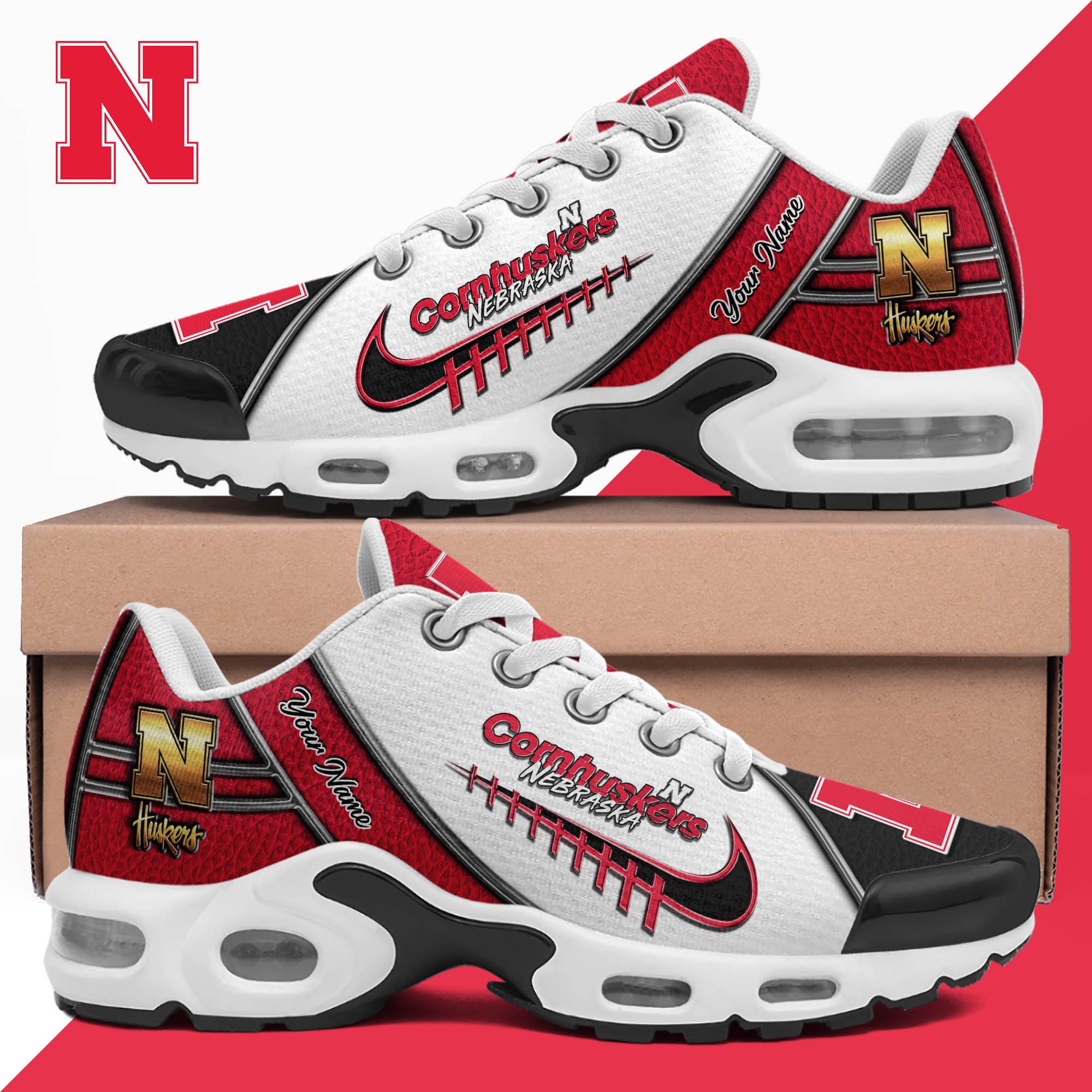 nebraska cornhuskers tn shoes 2026 version custom your name football team shoes 516 9184 e9ipf