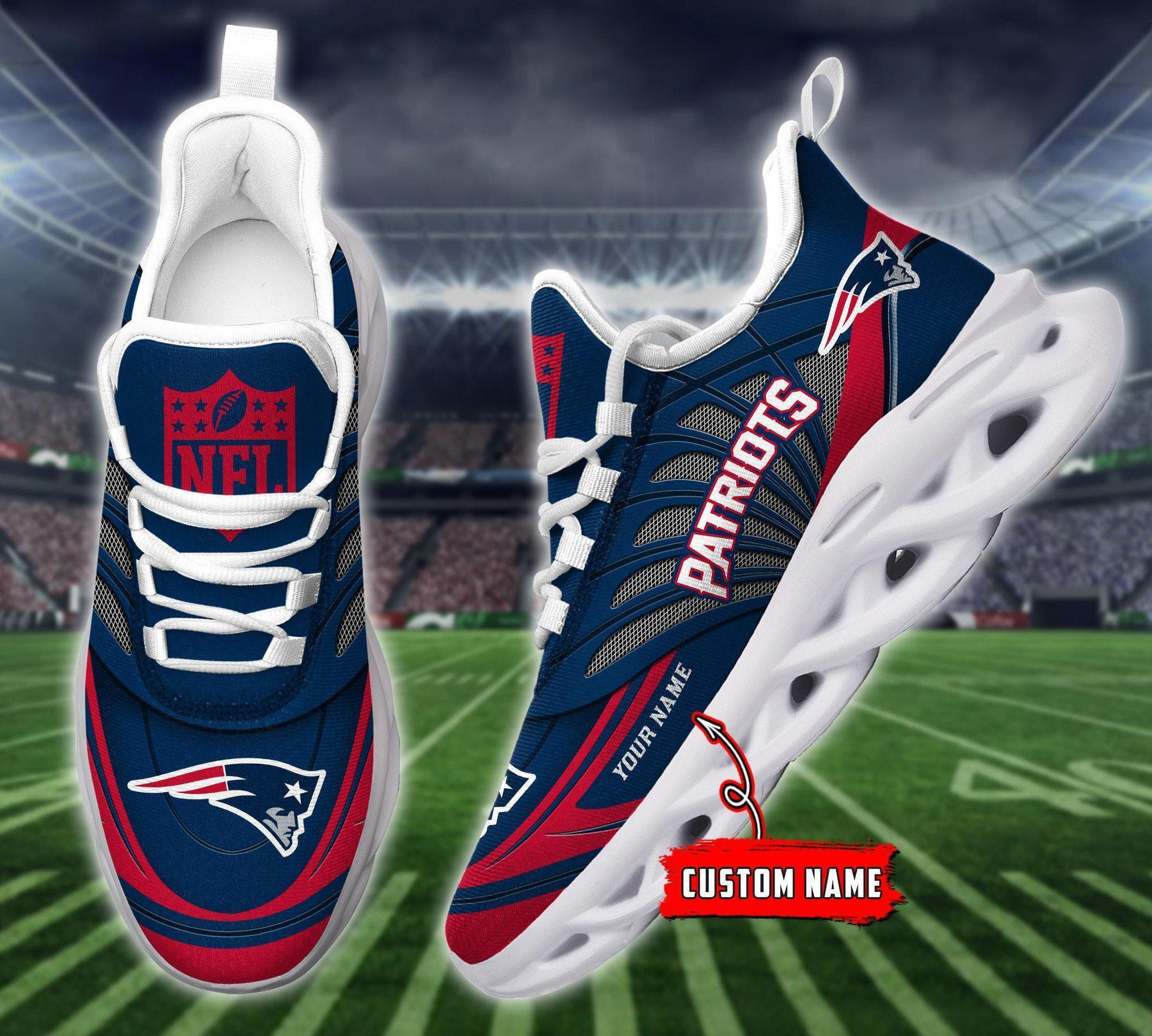 New England Patriots Black Max Soul Shoes 2026 Versions Custom Name 637