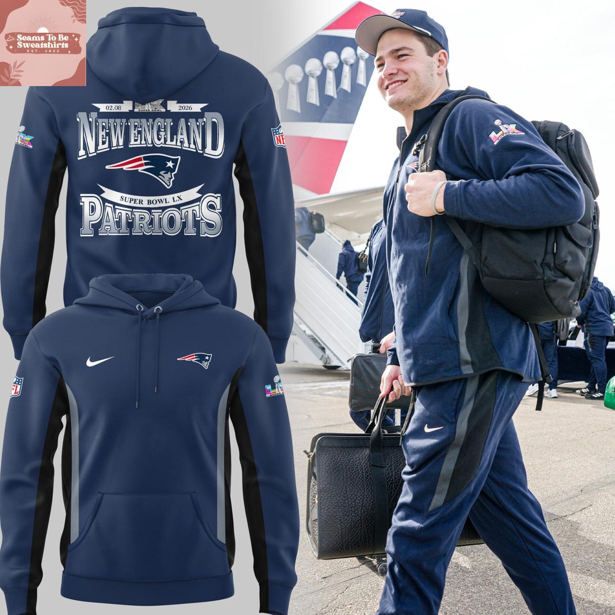 new england patriots drake maye super bowl lx 2026 hoodie 3277