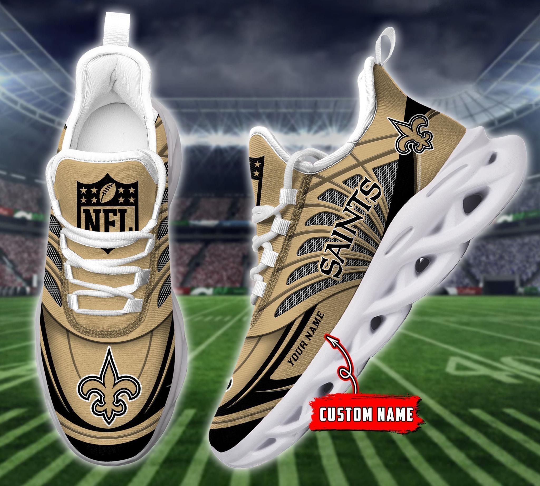 New Orleans Saints Black Max Soul Shoes 2026 Versions Custom Name 637