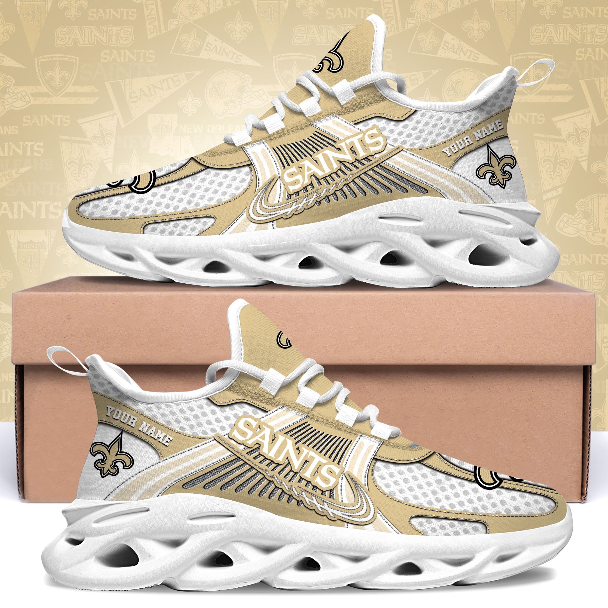 New Orleans Saints Clunky Sneakers Custom Your Name, Sport Sneakers For Fans, Gifts For Sport Lovers, Gift For Dad