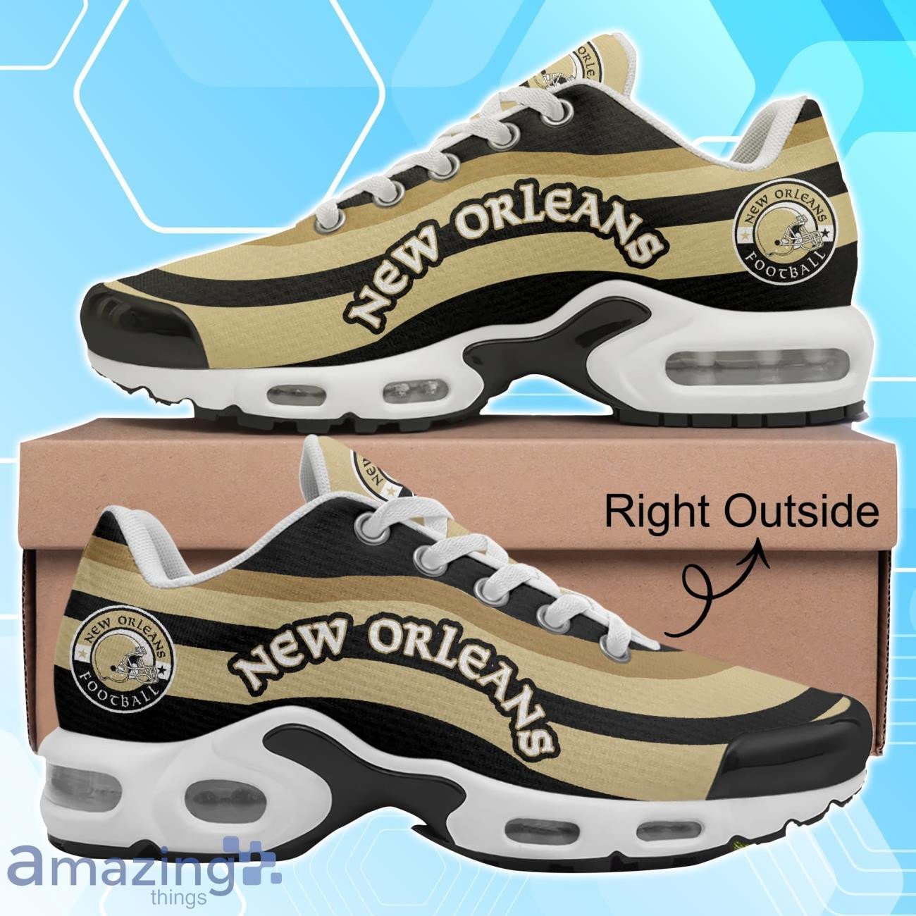 New Orleans Saints Football Team Logo Colors Waves TN Air Max Shoes Air Cushion Sneakers