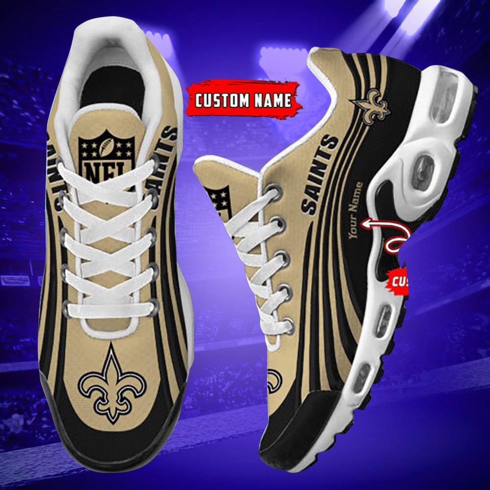 new orleans saints personalized name team colors wave lines tn air max shoes air cushion sneakers 2843 z7tc8