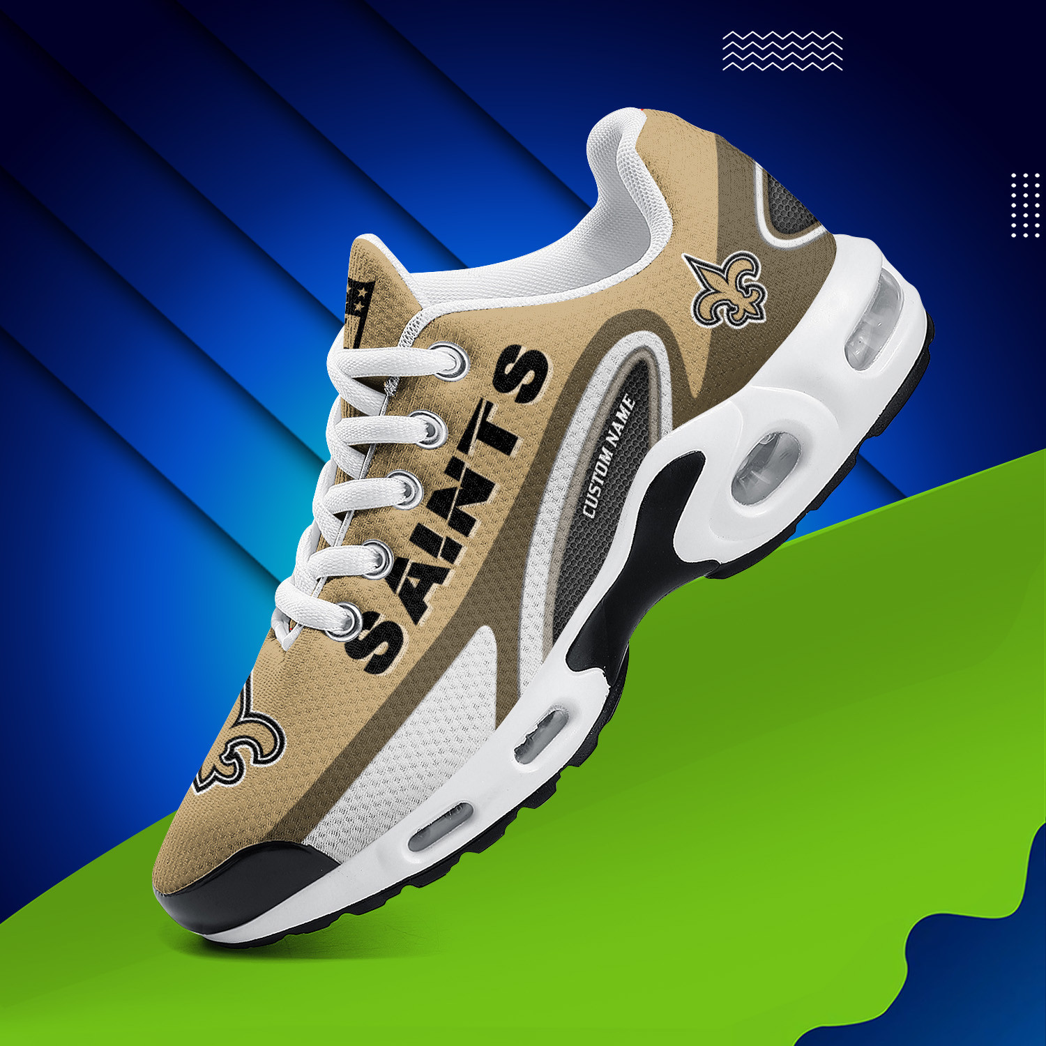 new orleans saints personalized name team logo mix colors oval line tn air max shoes air cushion sneakers 8422 e2qmi