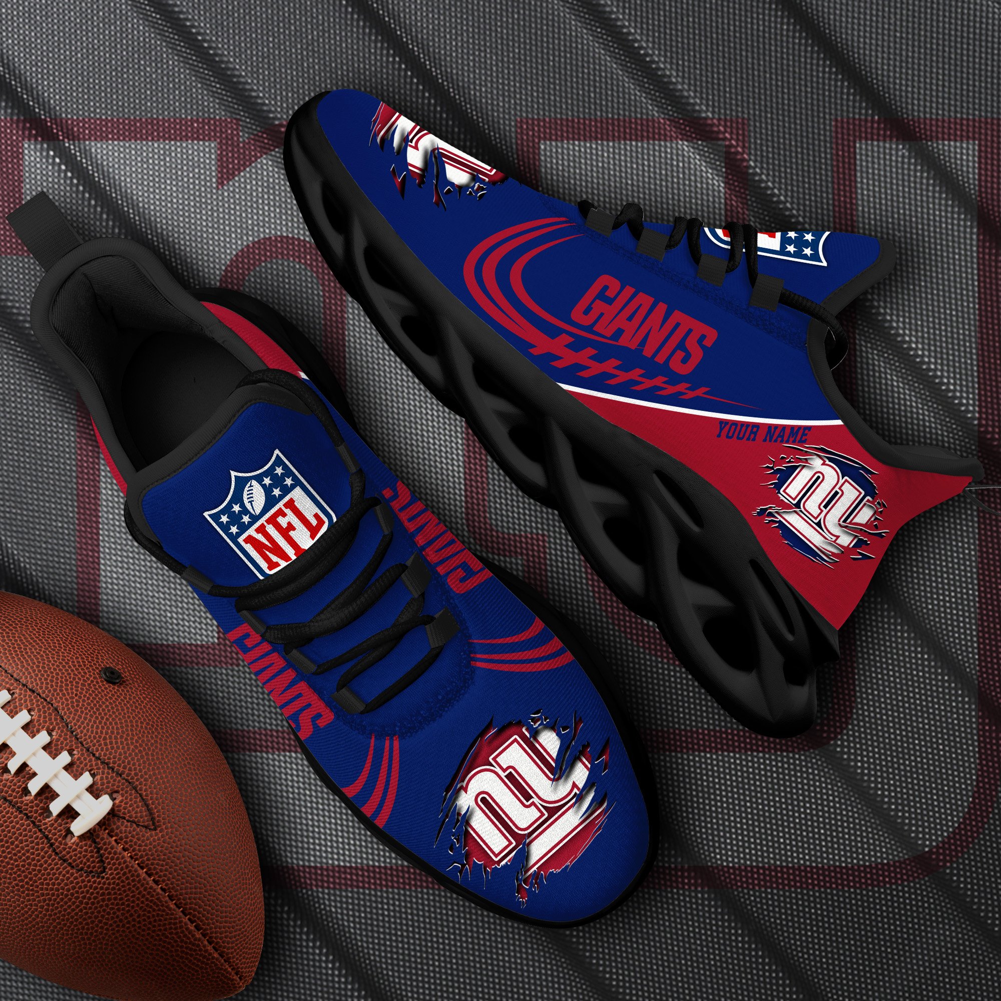 New York Giants Black Max Soul Shoes 2026 Versions Custom Name 003