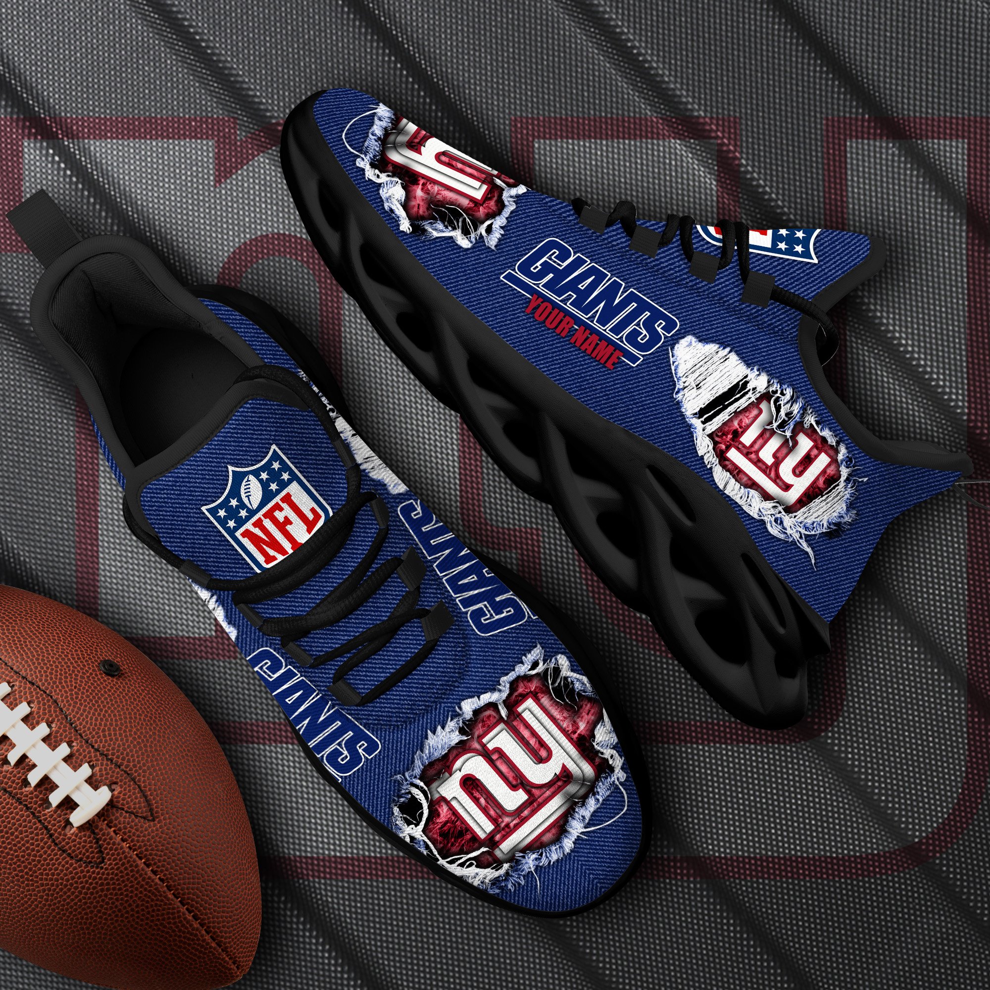 New York Giants Black Max Soul Shoes 2026 Versions Custom Name 554