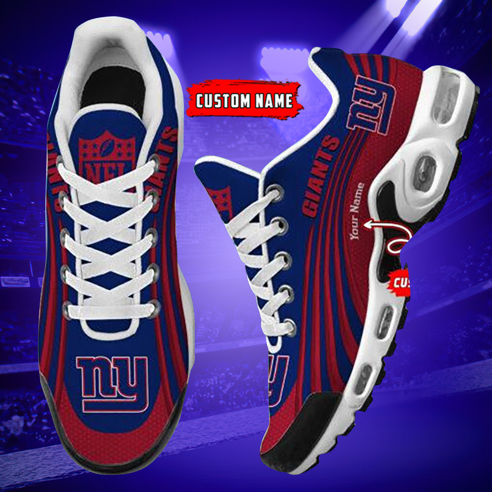 New York Giants Personalized Name Team Colors Wave Lines TN Air Max Shoes Air Cushion Sneakers