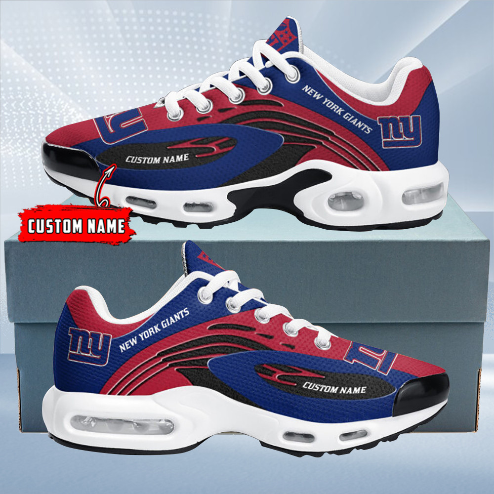 New York Giants Personalized Name Team Logo Mix Colors Wave Line TN Air Max Shoes Air Cushion Sneakers