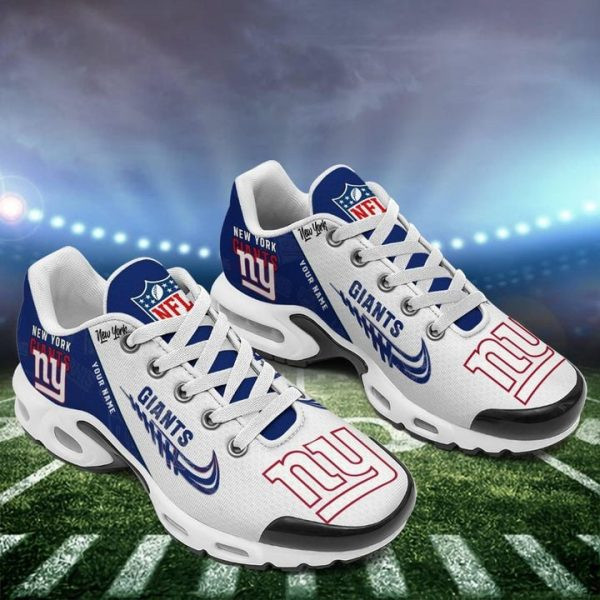 New York Giants Personalized Name Team Mix Colors Wing Logo TN Air Max Shoes Air Cushion Sneakers