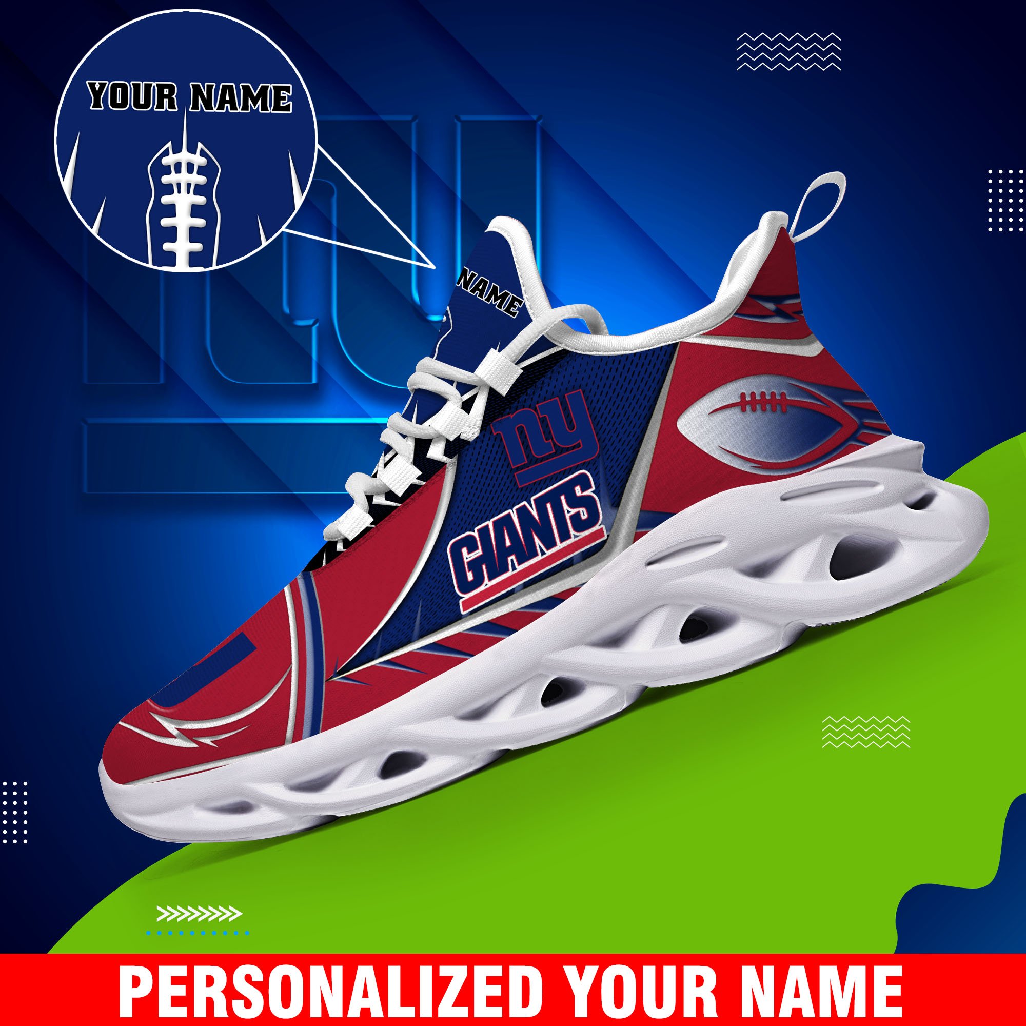 New York Giants Sport White C Sneakers 2026 Version Personalized Your Name 528