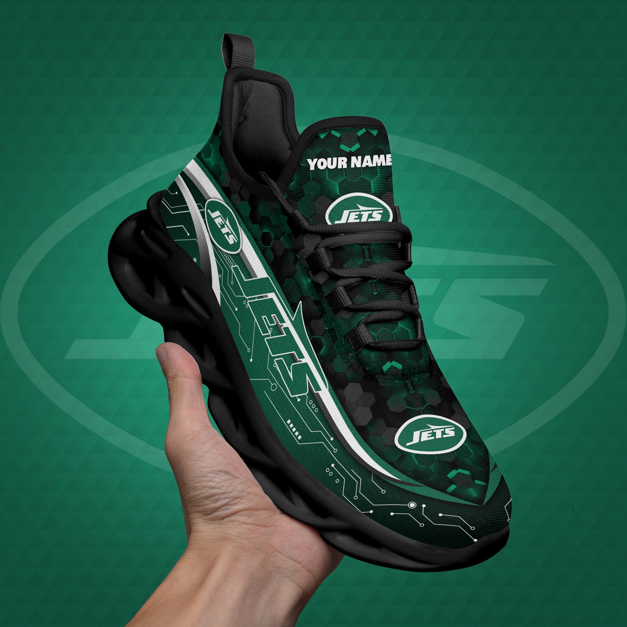 new york jets black clunky sneakers custom name max soul shoes sport gifts 3843 sbkgo