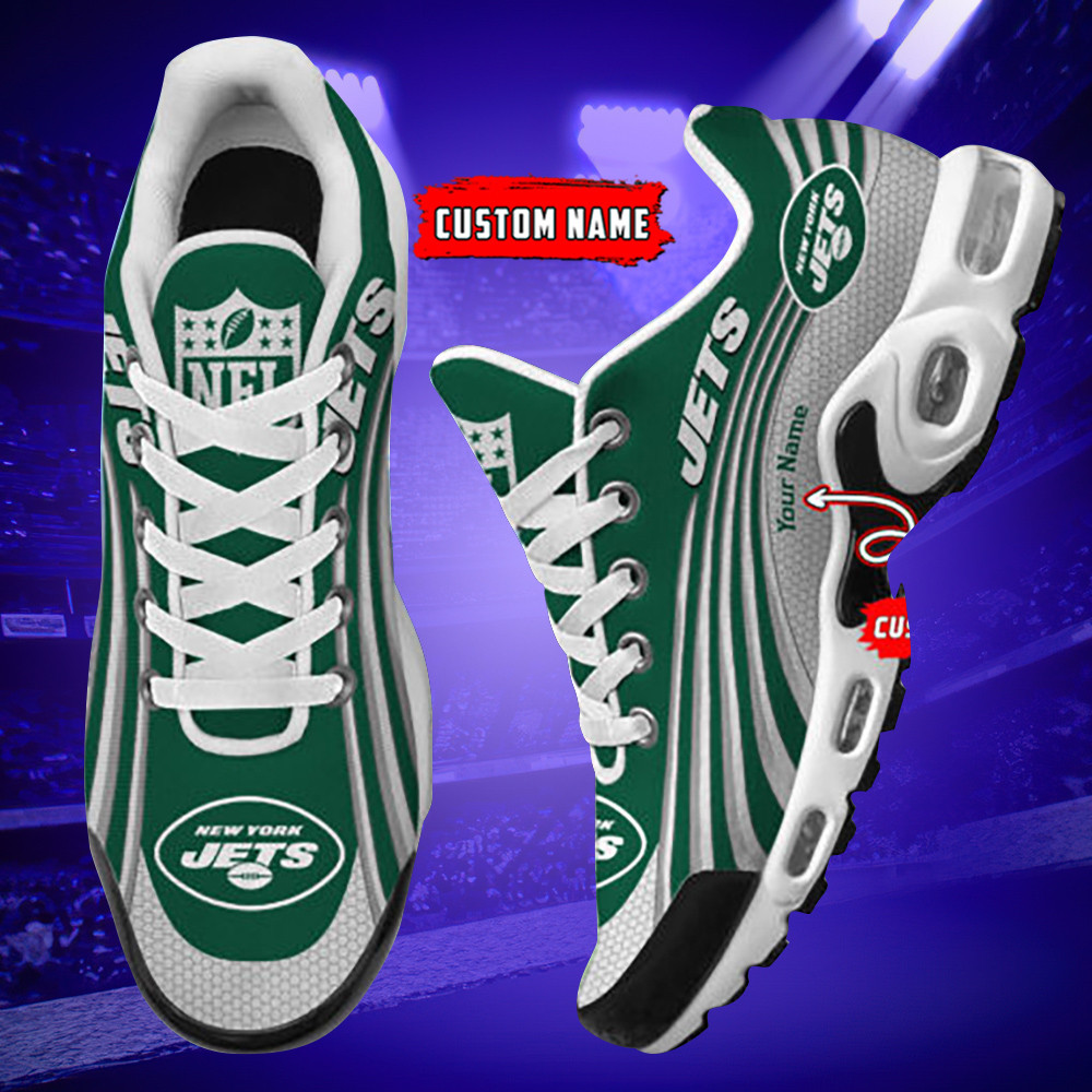new york jets personalized name team colors wave lines tn air max shoes air cushion sneakers 4770