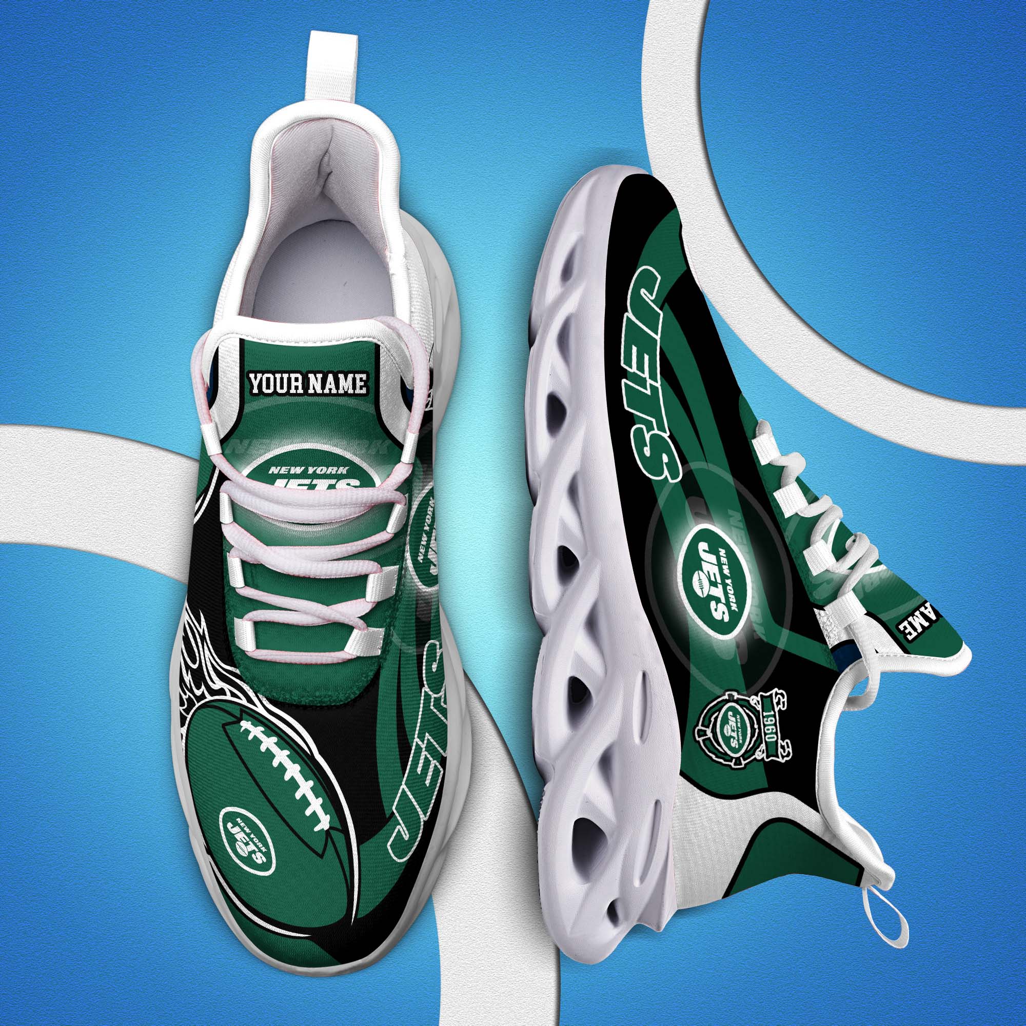 New York Jets White C Sneakers 2026 Version Personalized Your Name 090