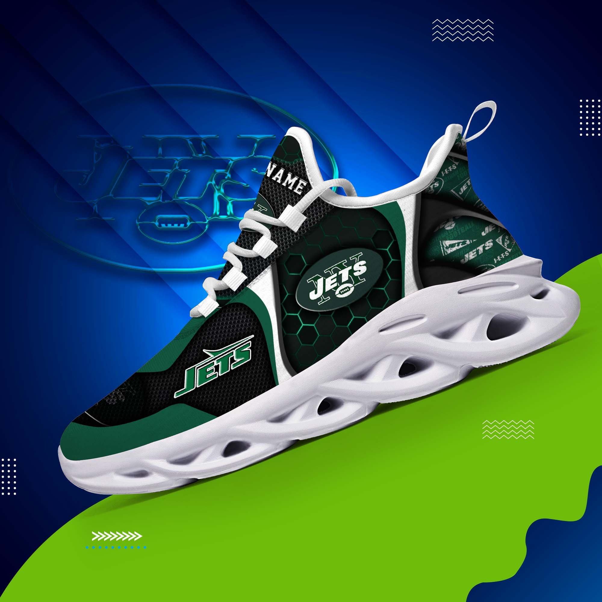 New York Jets White C Sneakers 2026 Version Personalized Your Name 432