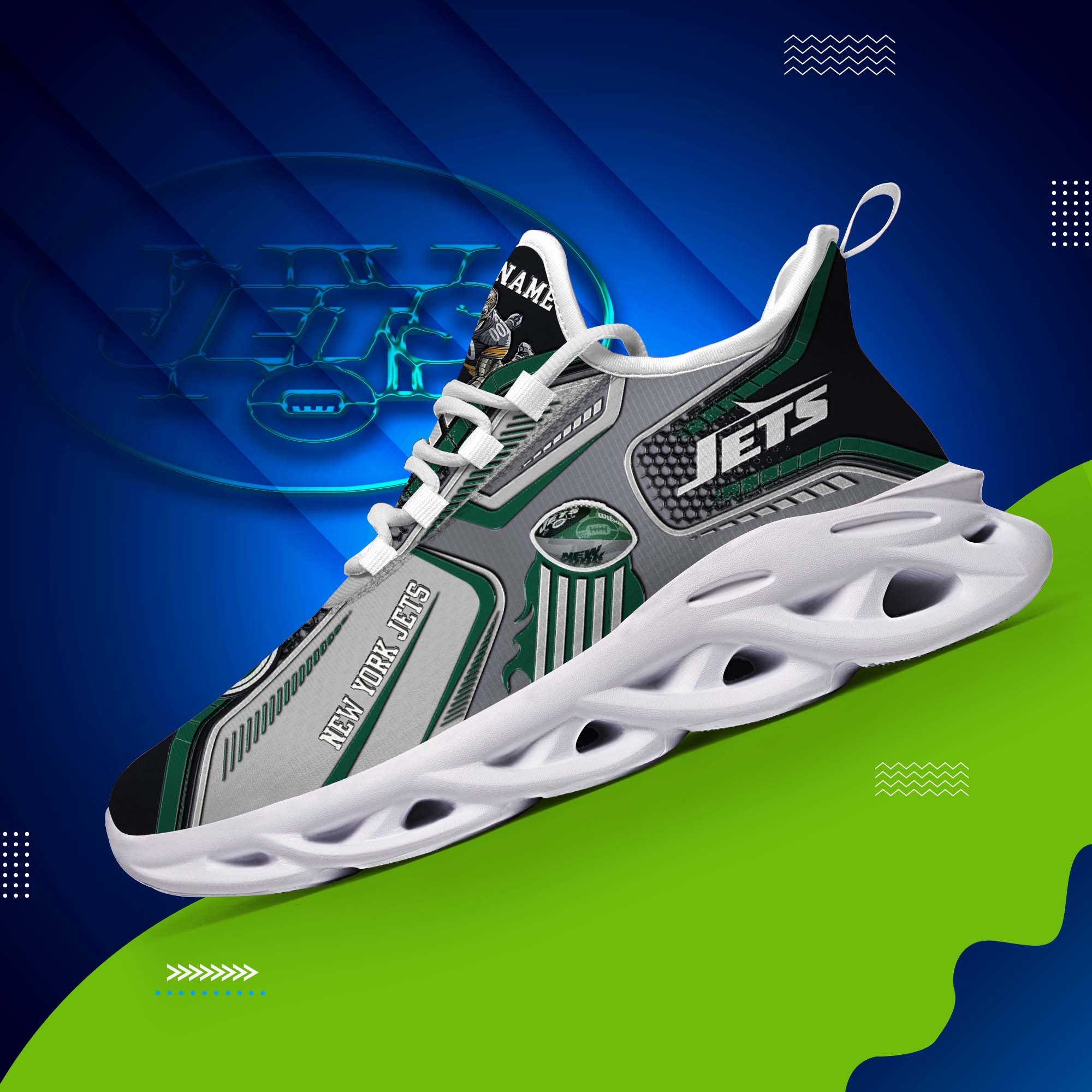 New York Jets White C Sneakers 2026 Version Personalized Your Name, Sport Sneakers , Sport Gifts PH605