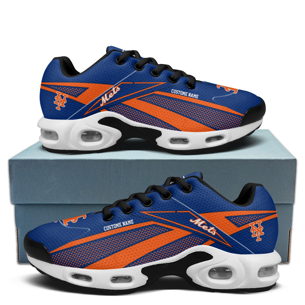 New York Mets Personalized Name Team Colors Supersonic Line Pattern TN Shoes Air Cushion Sneakers