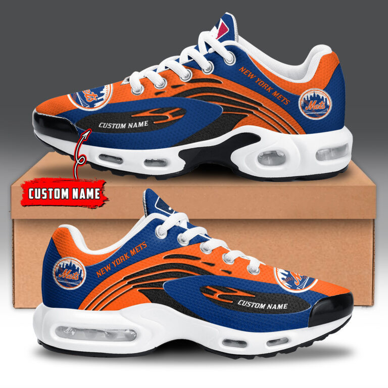 New York Mets Personalized Name Team Logo Mix Colors Wave Line TN Shoes Air Cushion Sneakers