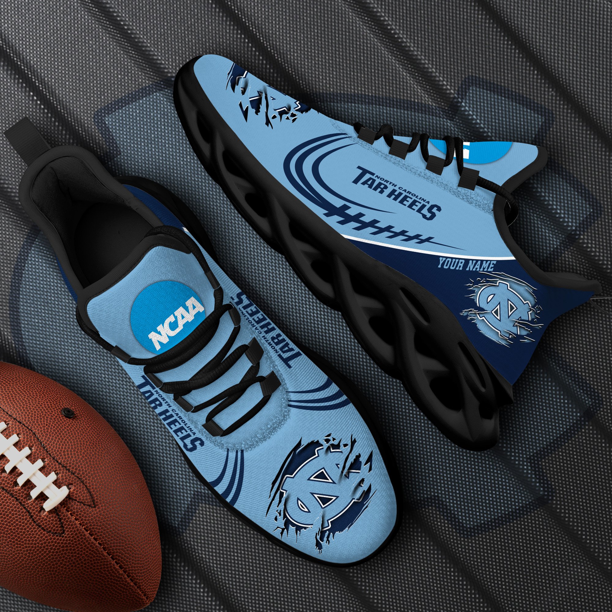 North Carolina Tar Heels Black Max Soul Shoes 2026 Versions Custom Name 016