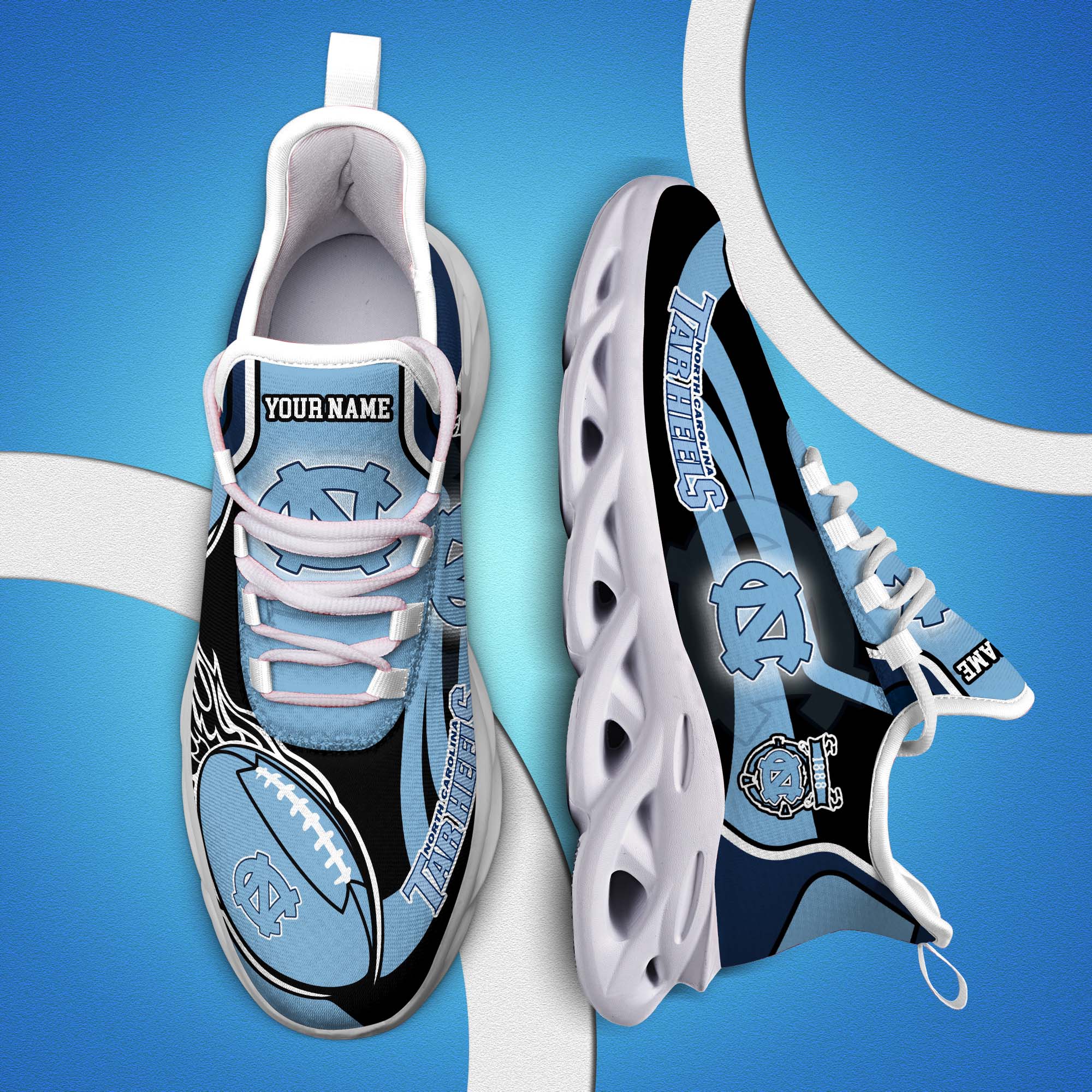 north carolina tar heels white c sneakers 2026 version personalized your name 090 1899 fkddv