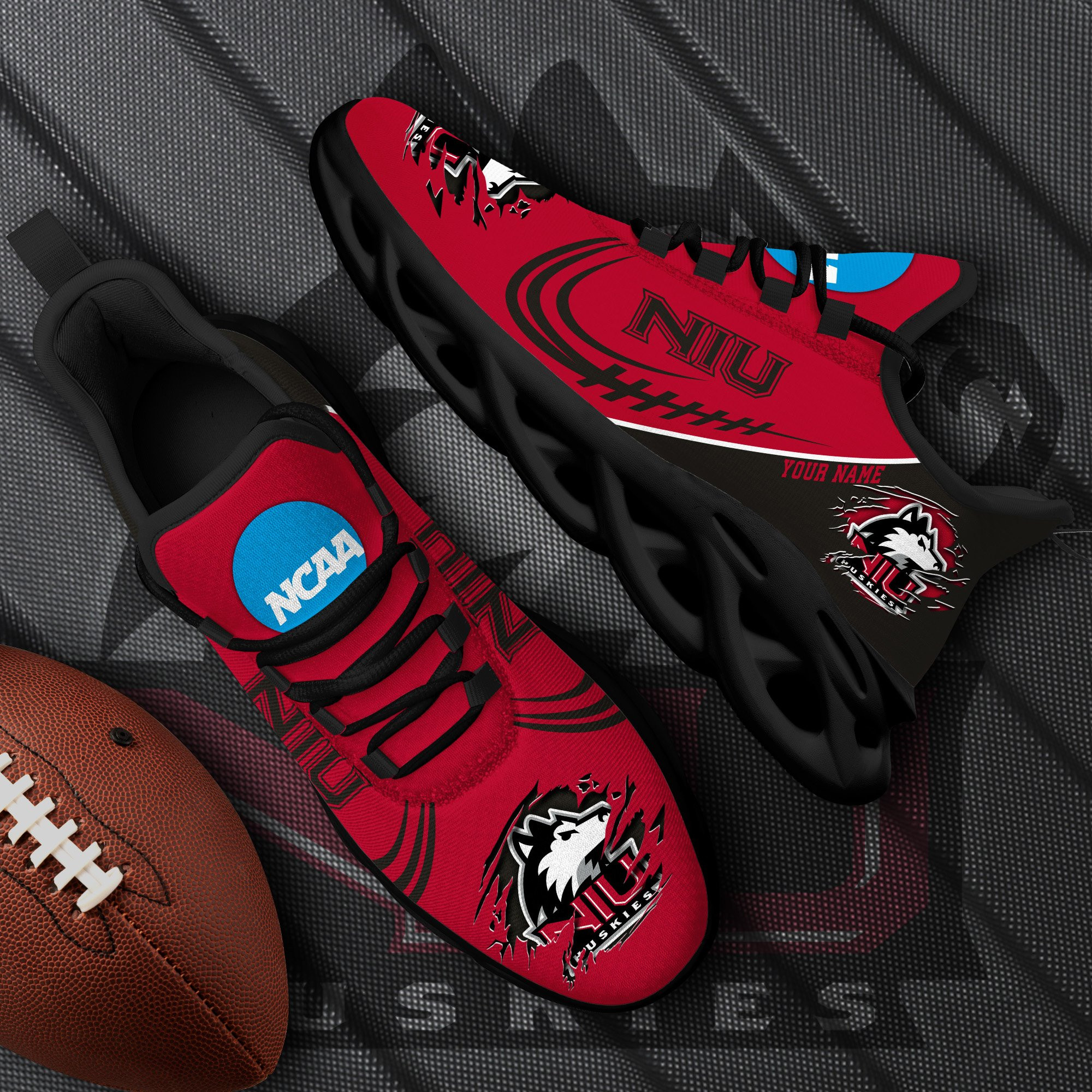 Northern Illinois Huskies Black Max Soul Shoes 2026 Versions Custom Name 016
