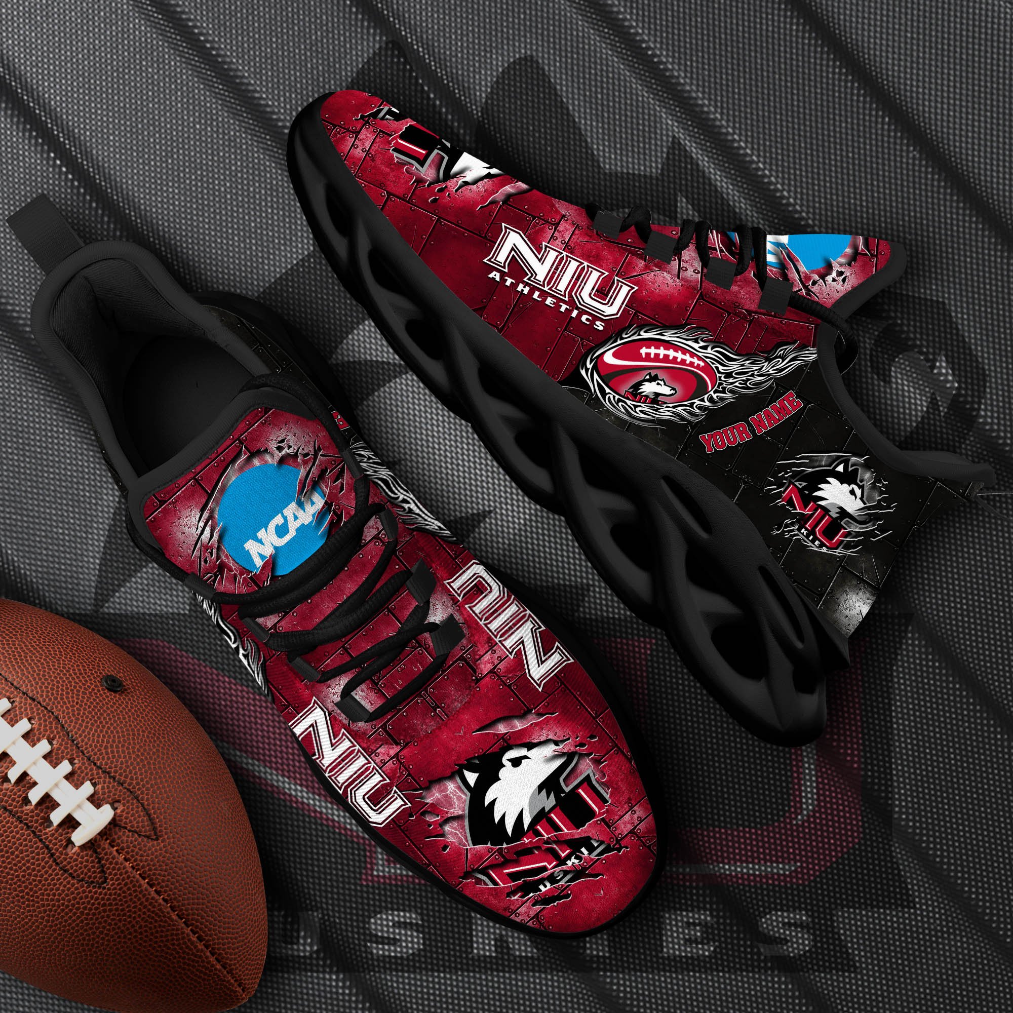 Northern Illinois Huskies Black Max Soul Shoes 2026 Versions, White Max Soul Shoes Custom Your Name PH879