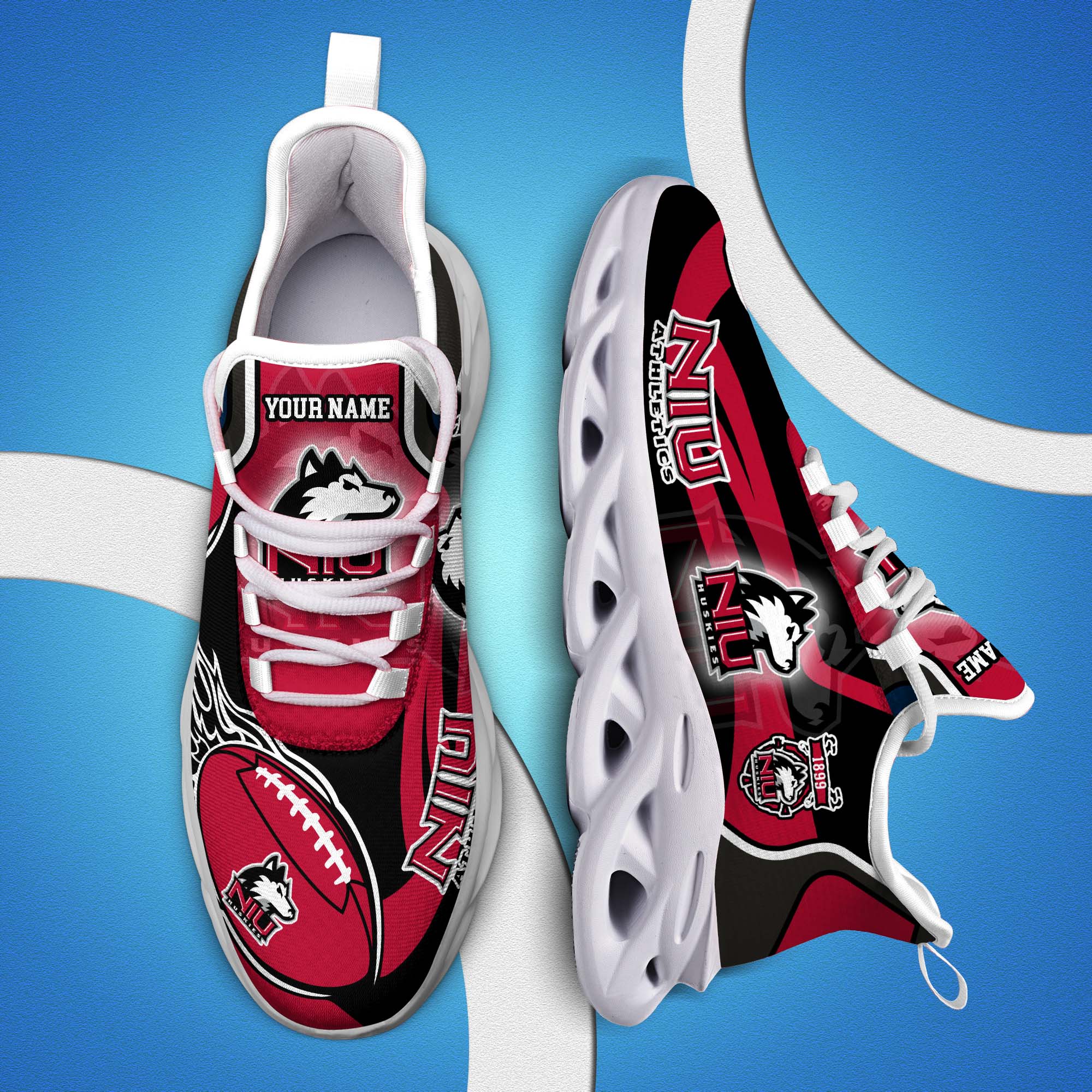 northern illinois huskies white c sneakers 2026 version personalized your name 090 9695 saawg