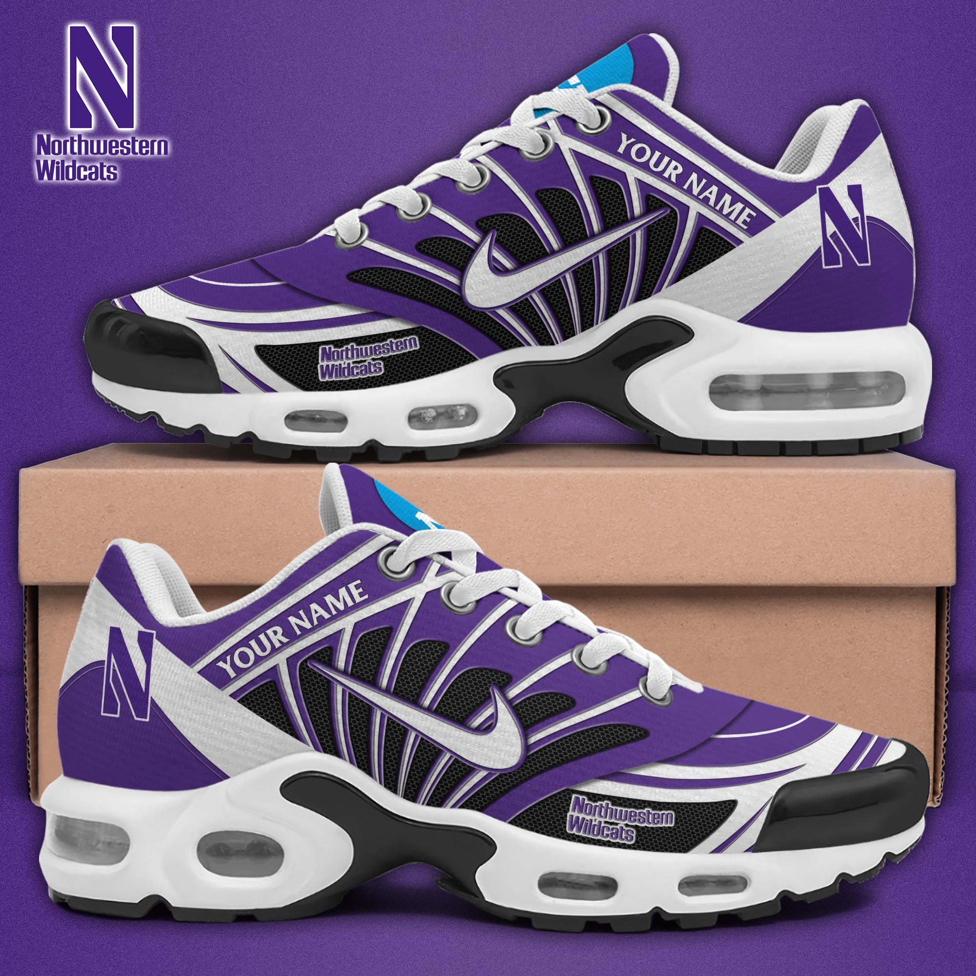 Northwestern Wildcats TN Shoes 2026 Version Custom Name 