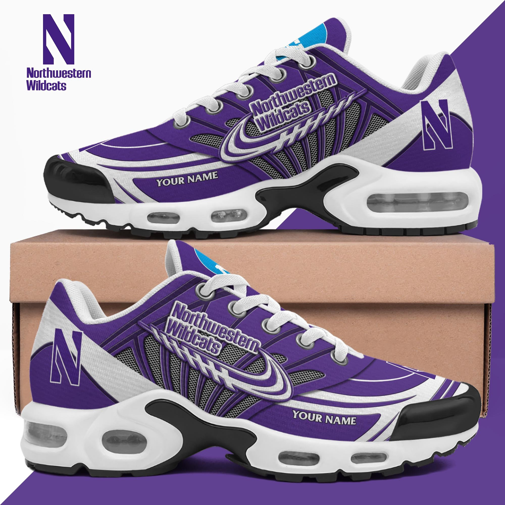 northwestern wildcats tn shoes 2026 version custom your name 594 3274 kb4rr