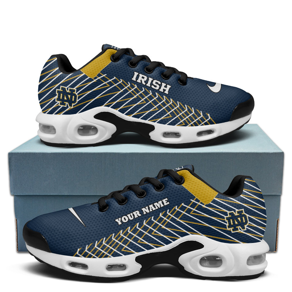 Notre Dame Fighting Irish Personalized Name Team Colors Jagged Lines TN Air Max Shoes Air Cushion Sneakers