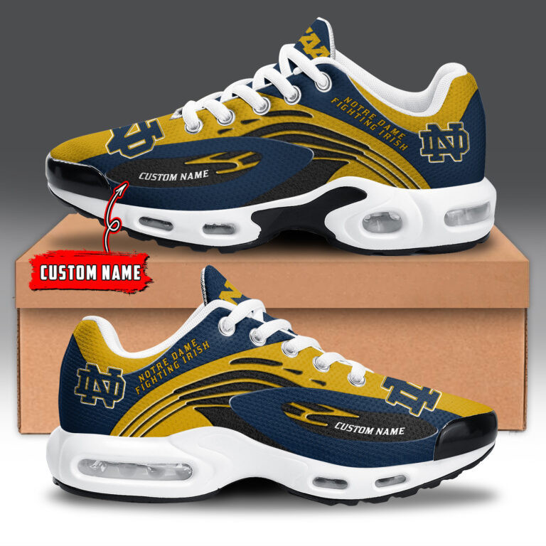 Notre Dame Fighting Irish Personalized Name Team Logo Mix Colors Wave Line TN Shoes Air Cushion Sneakers