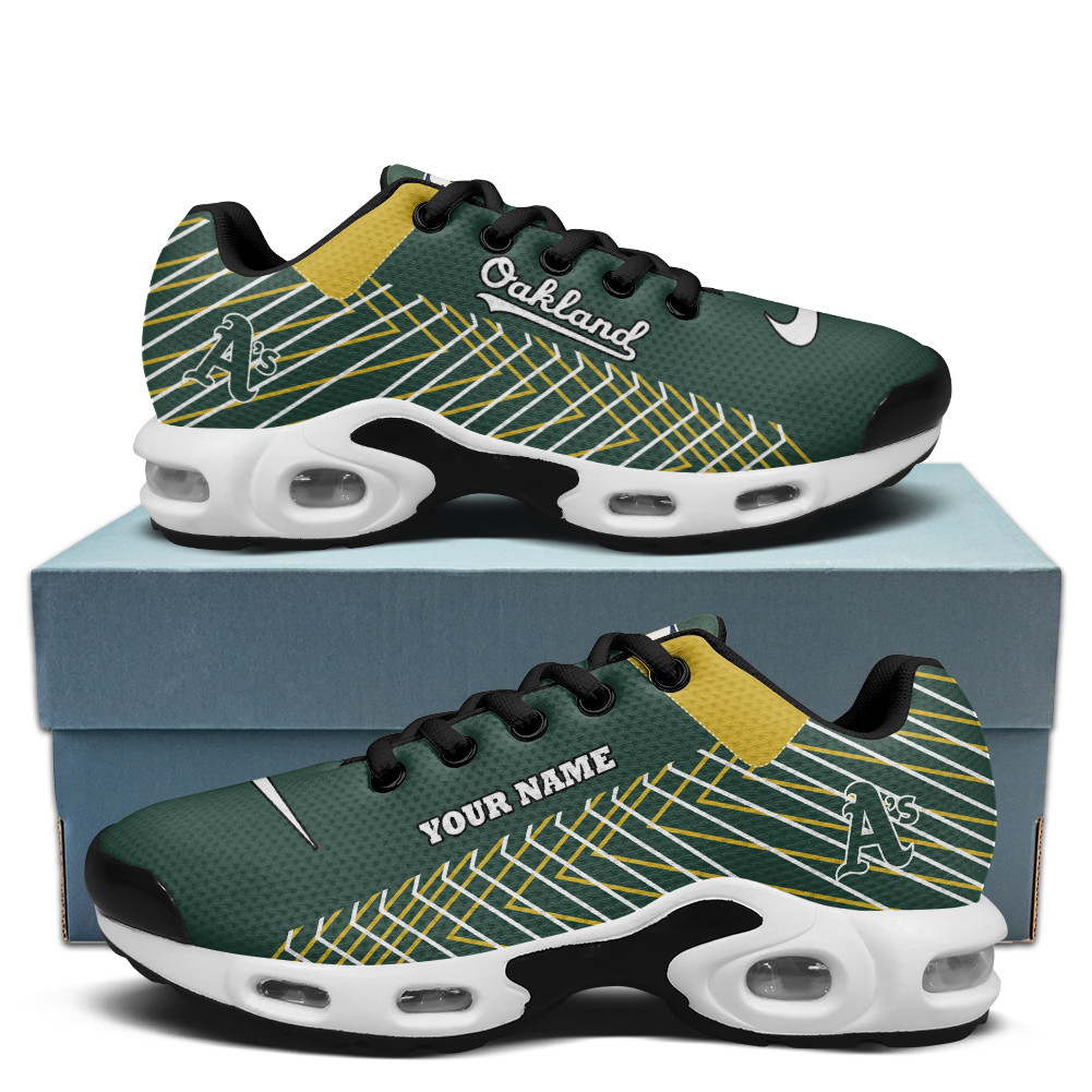 Oakland Athletics Personalized Name Team Colors Jagged Lines TN Air Max Shoes Air Cushion Sneakers