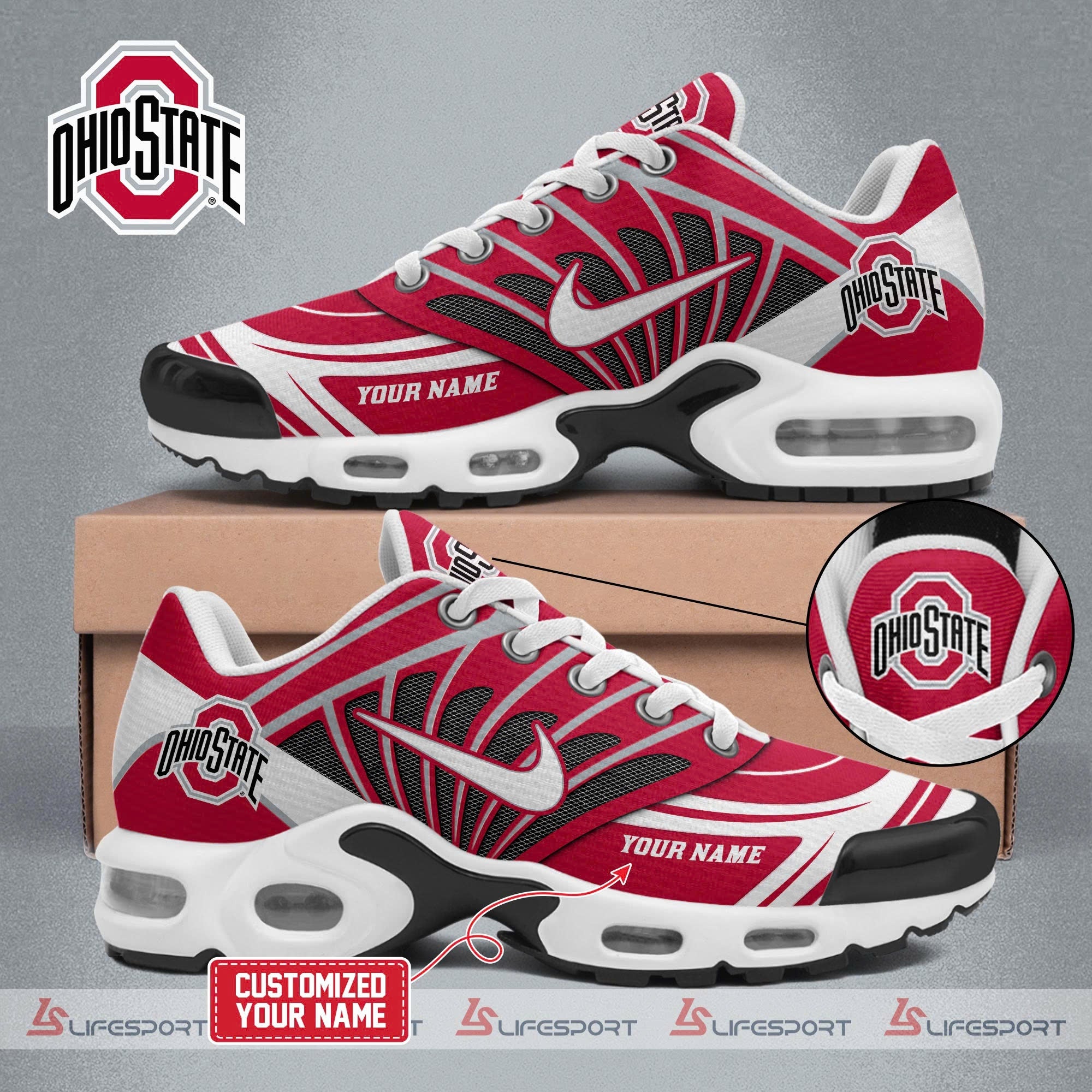 Ohio State Buckeyes AIR MAX PLUS SNEAKERS v2