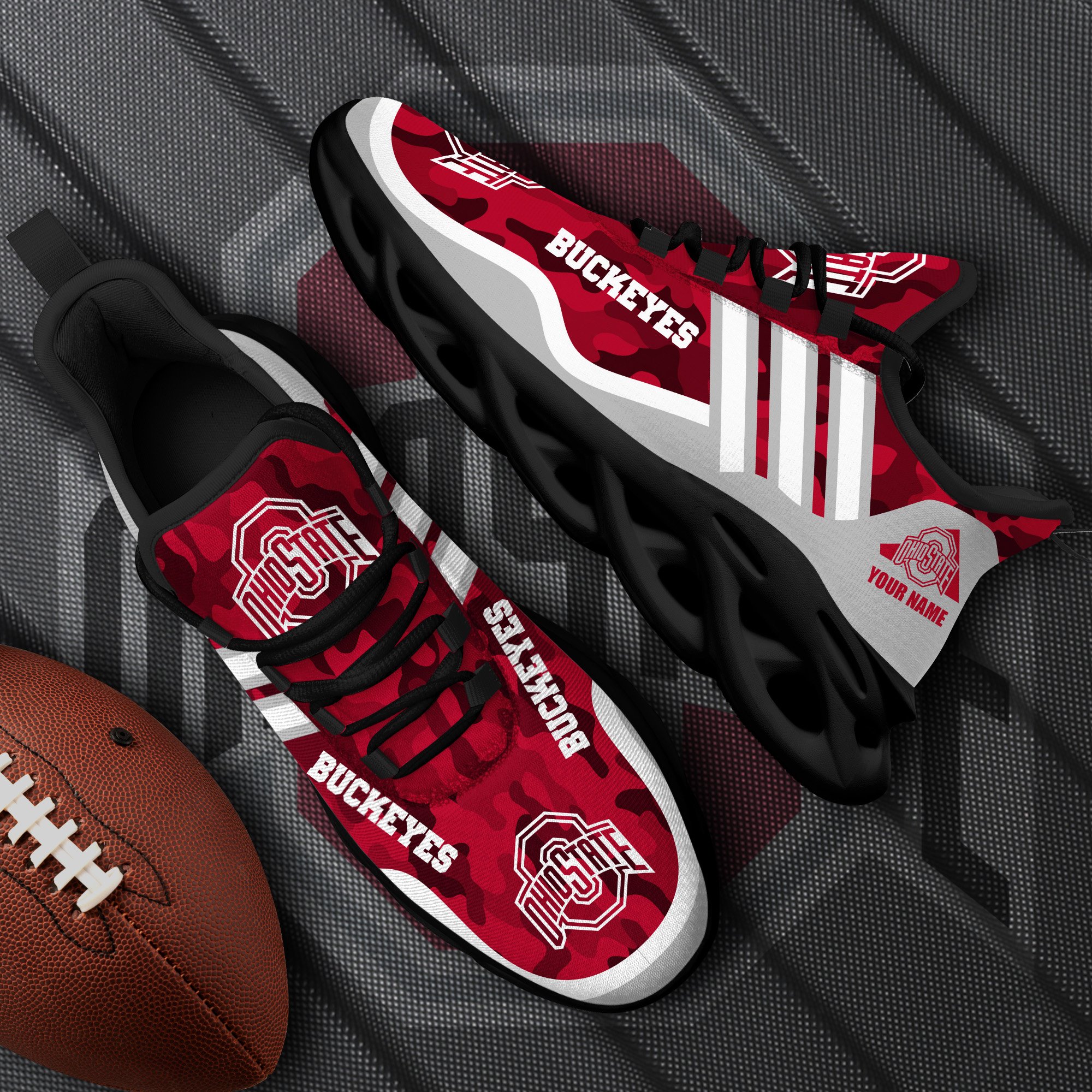 Ohio State Buckeyes Black Max Soul Shoes 2026 Versions Custom Name 466