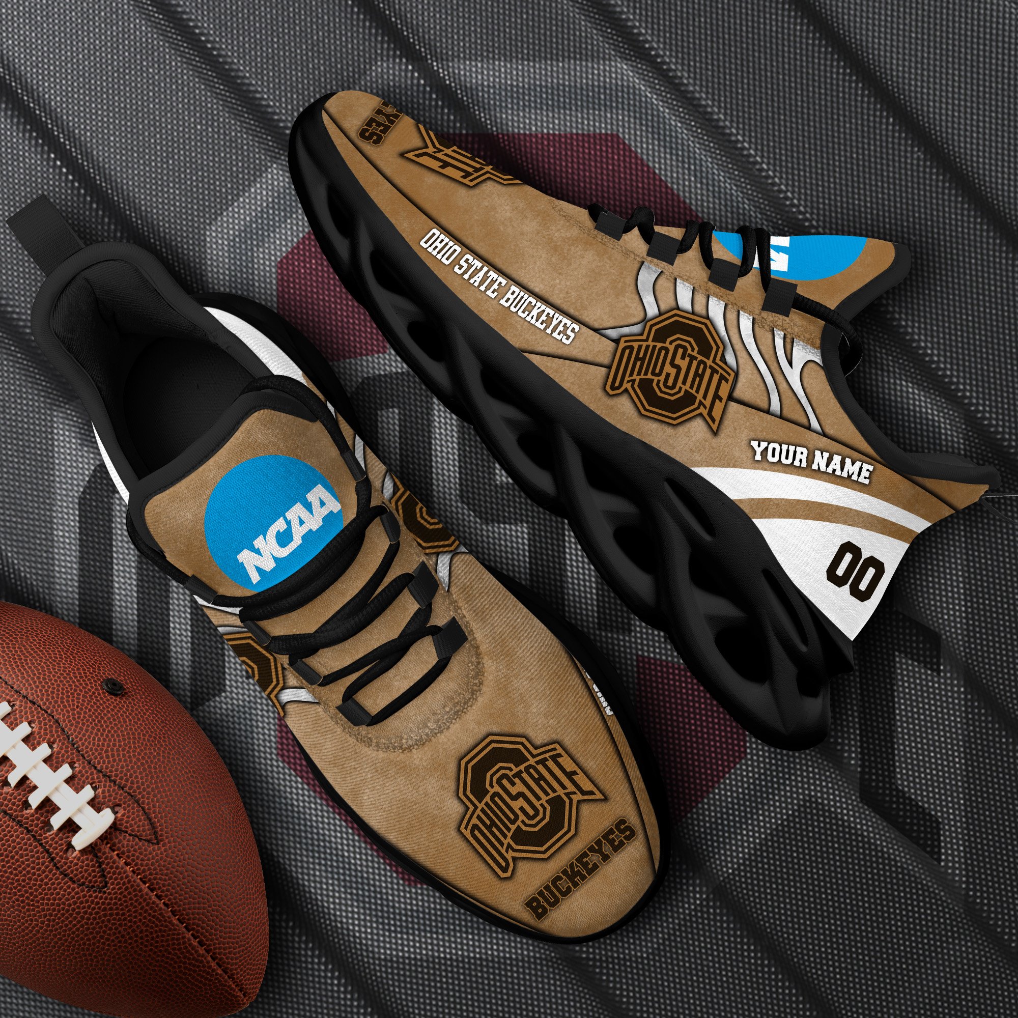 Ohio State Buckeyes Black Max Soul Shoes 2026 Versions Custom Your Name And Number 312