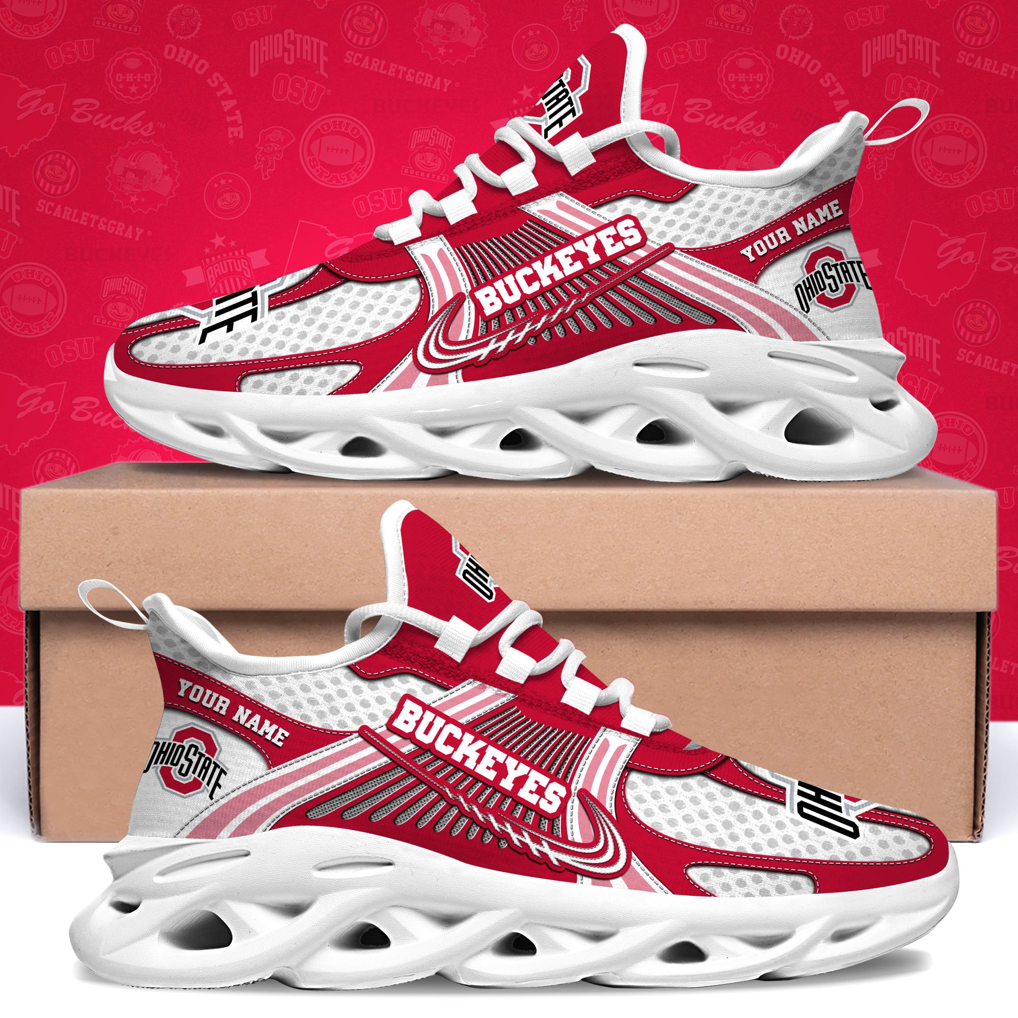 ohio state buckeyes clunky sneakers custom your name sport sneakers sport gifts for fan gifts for him 2112 3vudu