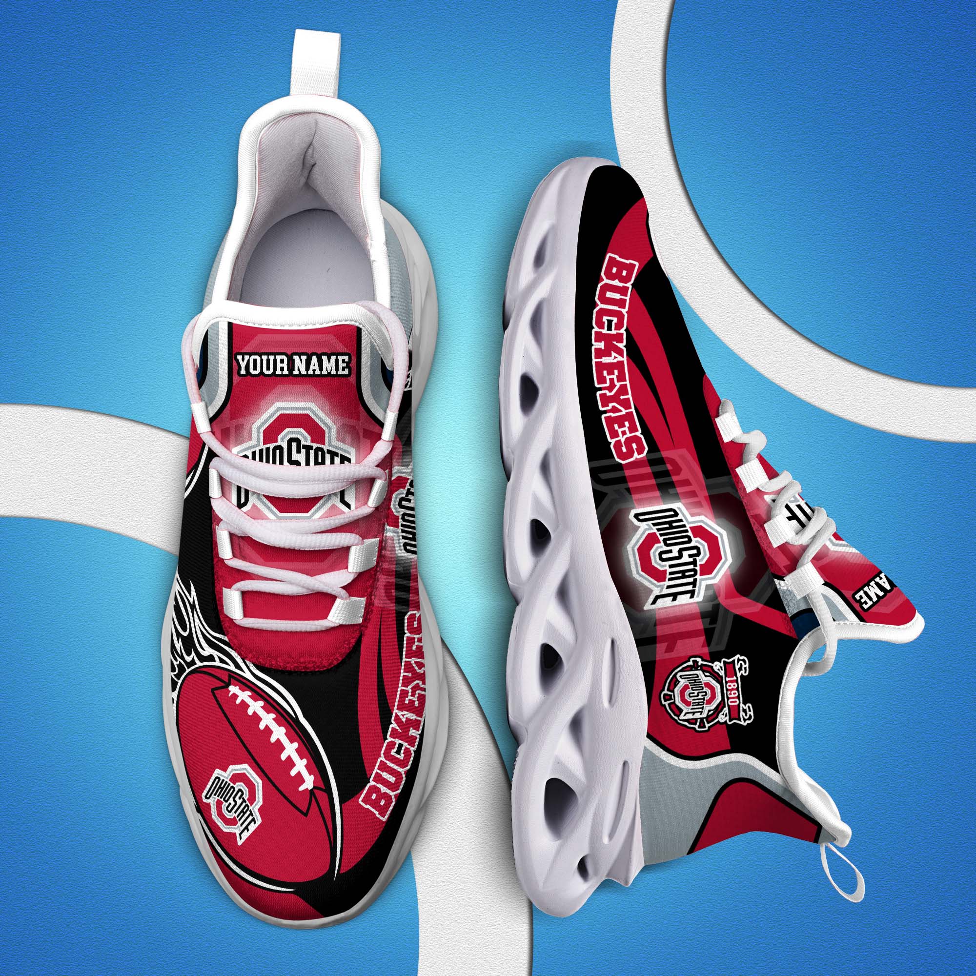 Ohio State Buckeyes White C Sneakers 2026 Version Personalized Your Name 090