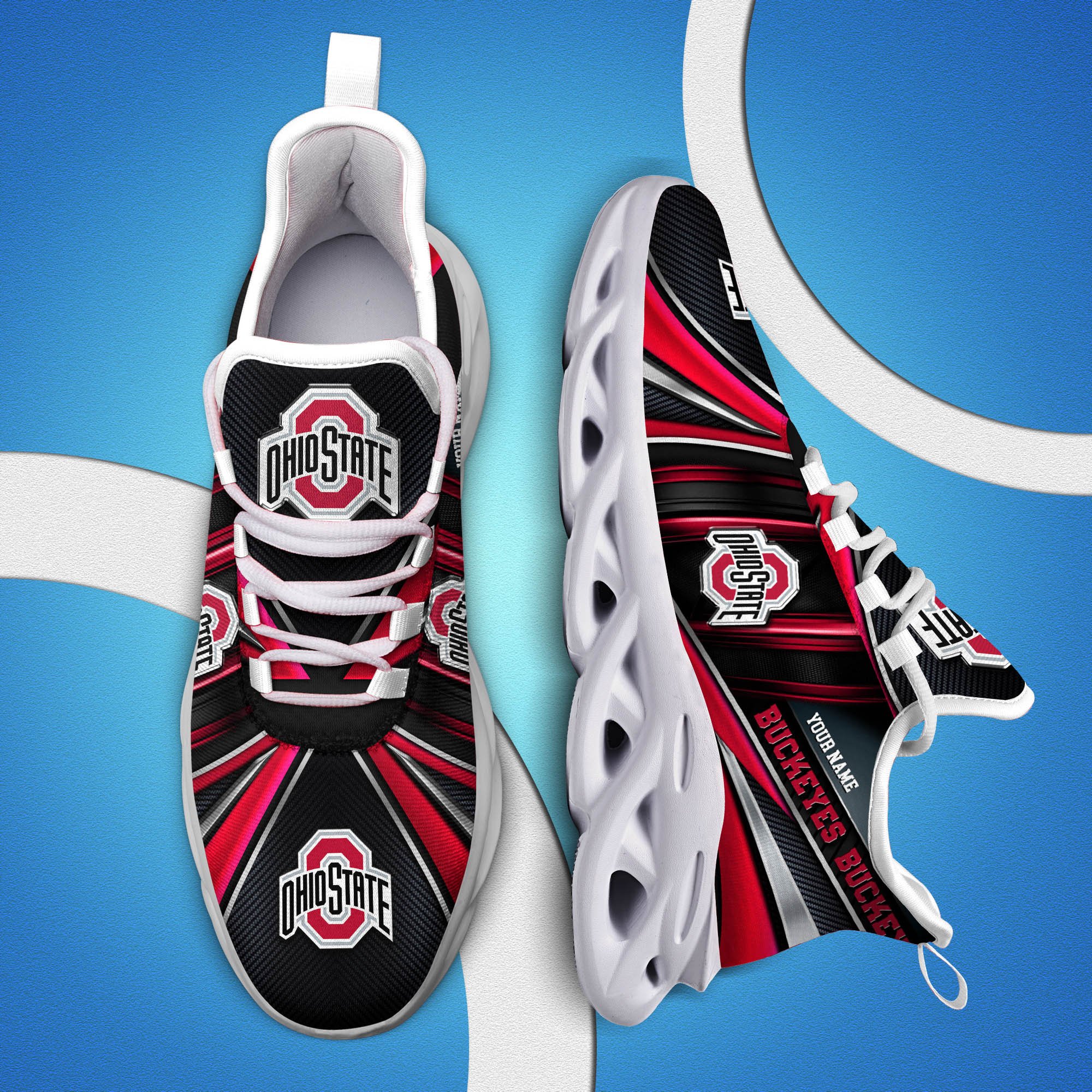Ohio State Buckeyes White C Sneakers 2026 Version Personalized Your Name, Sport Team Sneakers, Sport Gifts PH892