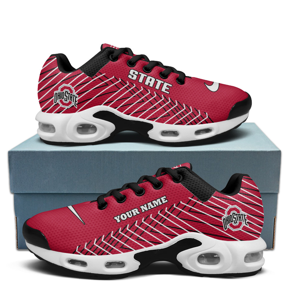 Ohio State Personalized Name Team Colors Jagged Lines TN Air Max Shoes Air Cushion Sneakers