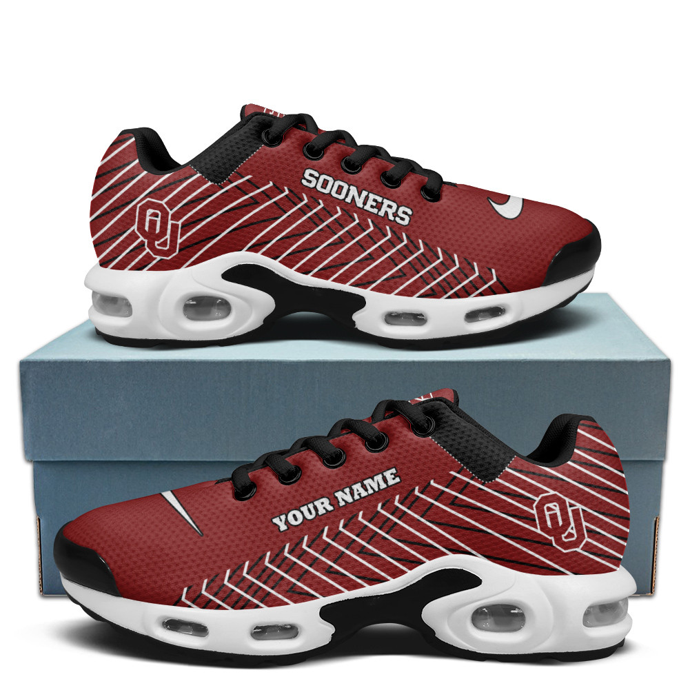Oklahoma Personalized Name Team Colors Jagged Lines TN Air Max Shoes Air Cushion Sneakers
