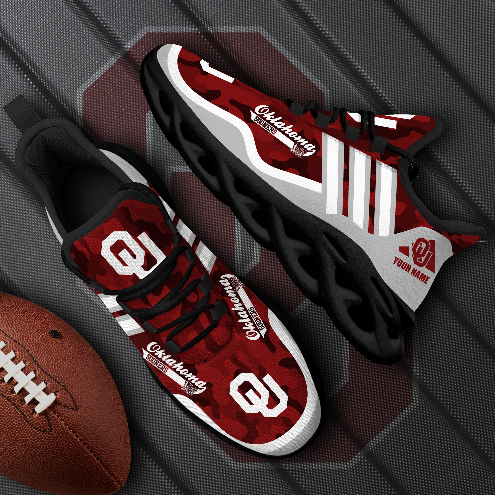Oklahoma Sooners Black Max Soul Shoes 2026 Versions Custom Name 466