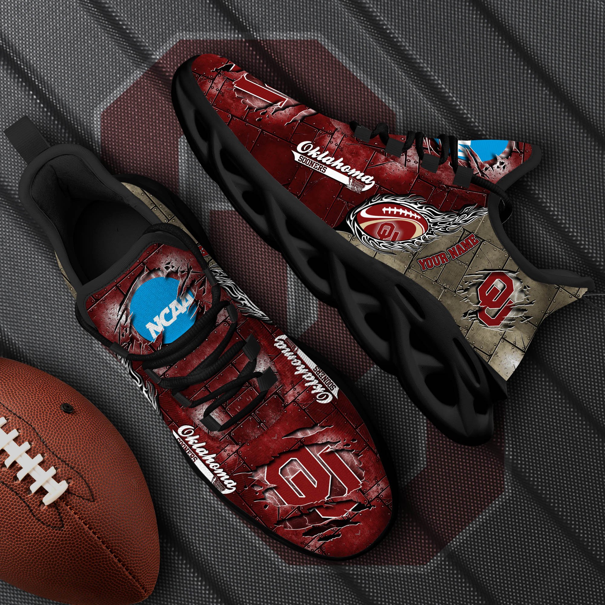 Oklahoma Sooners Black Max Soul Shoes 2026 Versions, White Max Soul Shoes Custom Your Name PH879