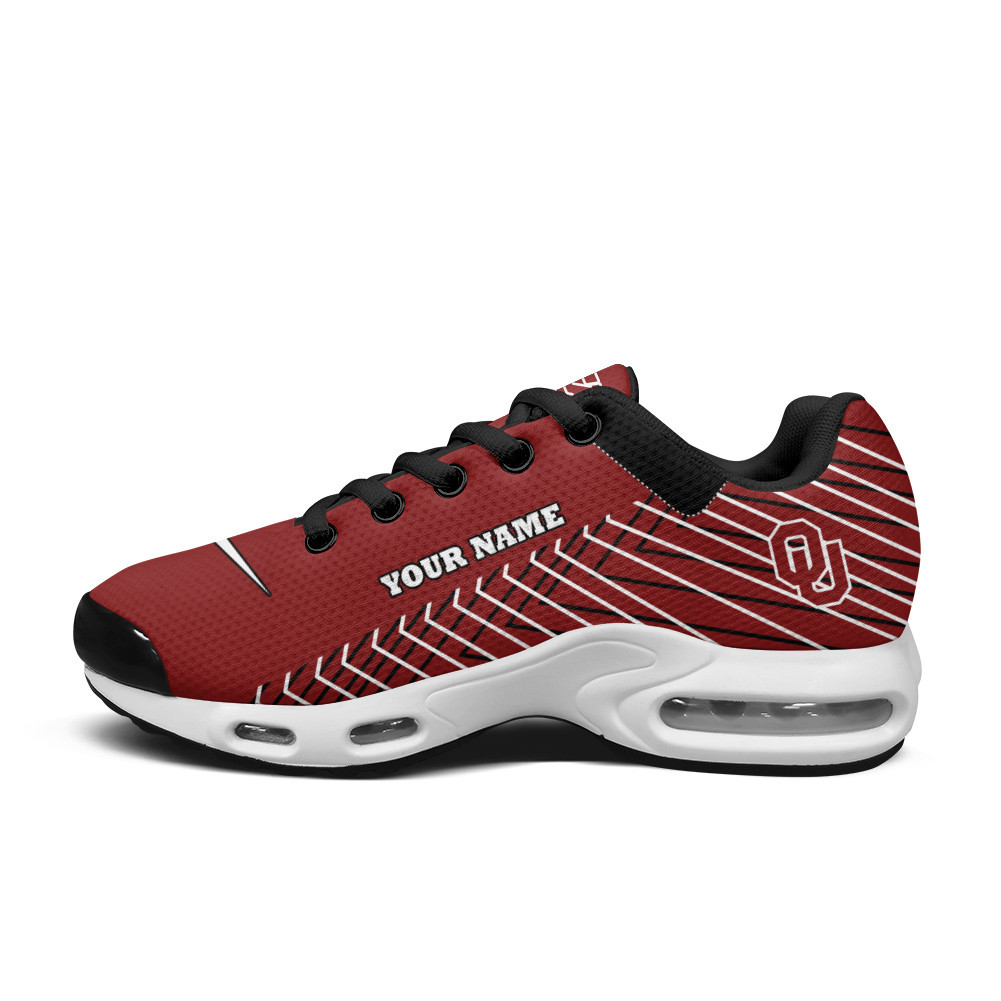 Oklahoma Sooners Personalized Name Team Colors Jagged Lines TN Air Max Shoes Air Cushion Sneakers
