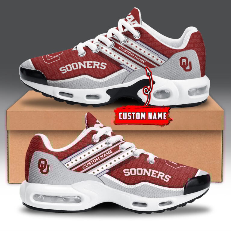 Oklahoma Sooners Personalized Name Team Logo Mix Colors Star Line TN Air Max Shoes Air Cushion Sneakers