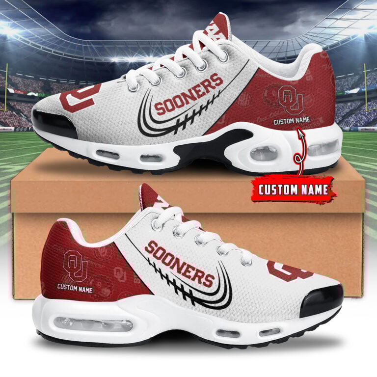 Oklahoma Sooners Personalized Name Team Logo Mix Colors Stitch Line TN Air Max Shoes Air Cushion Sneakers