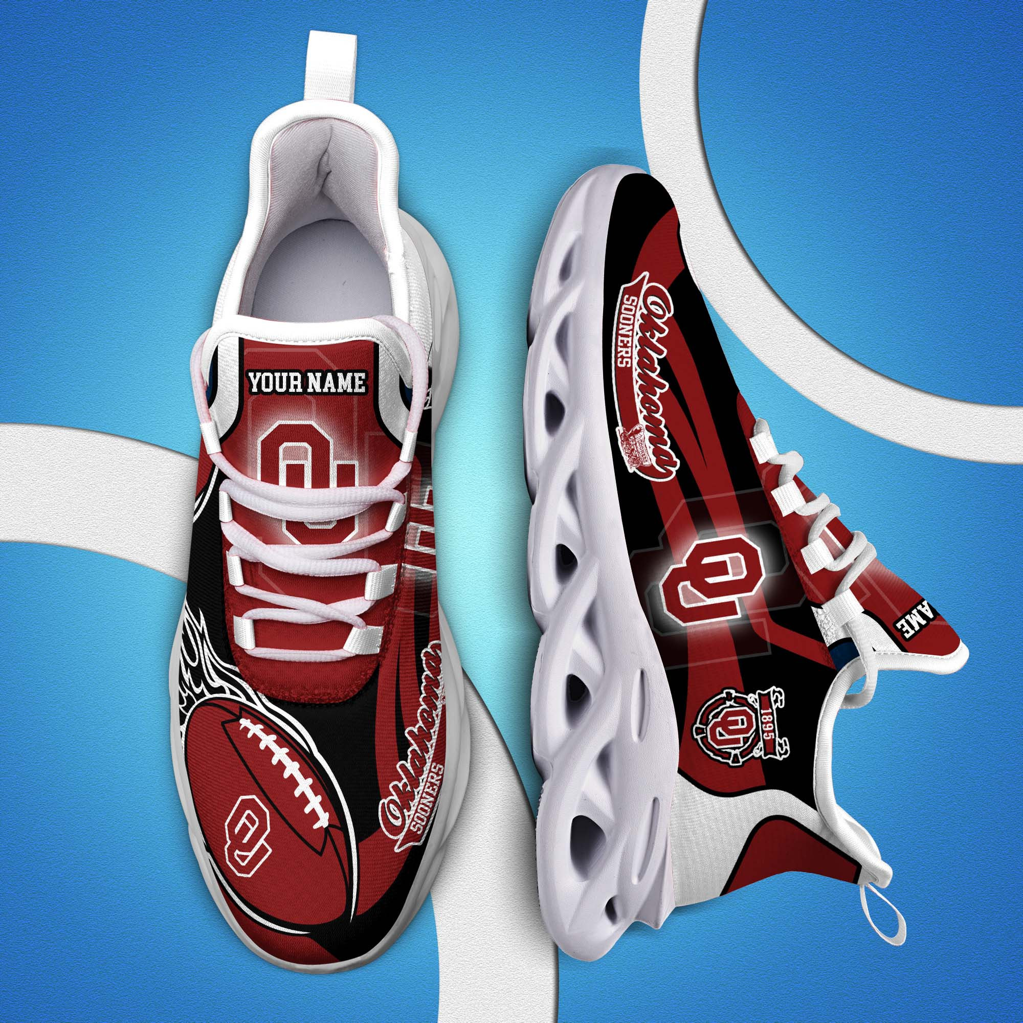 Oklahoma Sooners White C Sneakers 2026 Version Personalized Your Name 090