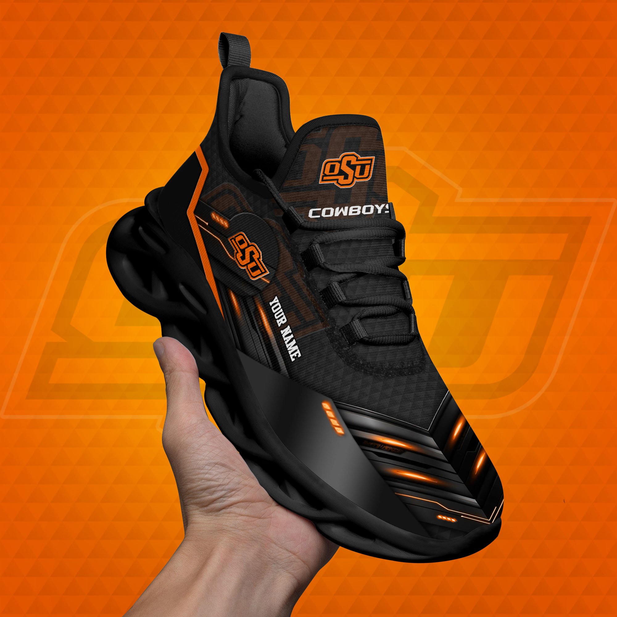 oklahoma state cowboys black clunky sneaker custom name max soul shoes sport gifts for fan 8208 lyta5