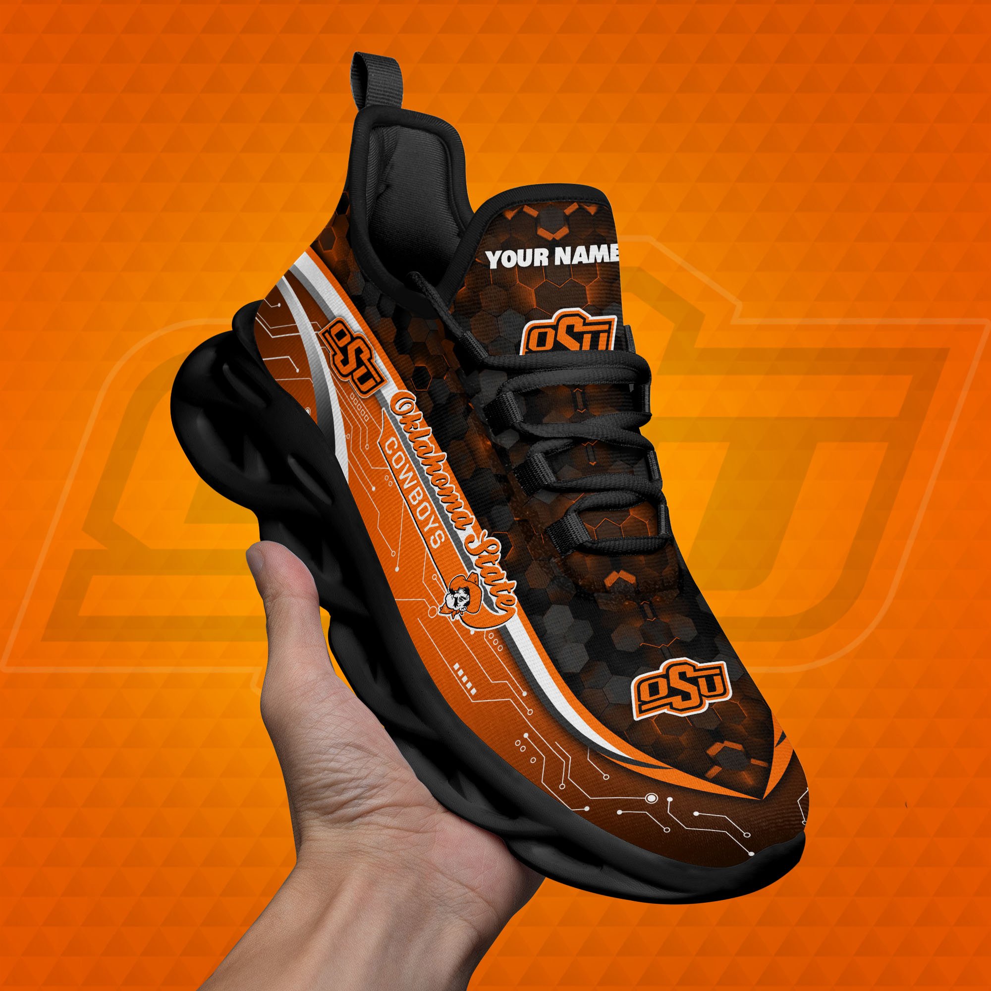 oklahoma state cowboys black clunky sneakers custom name max soul shoes sport gifts 4038 yegb4